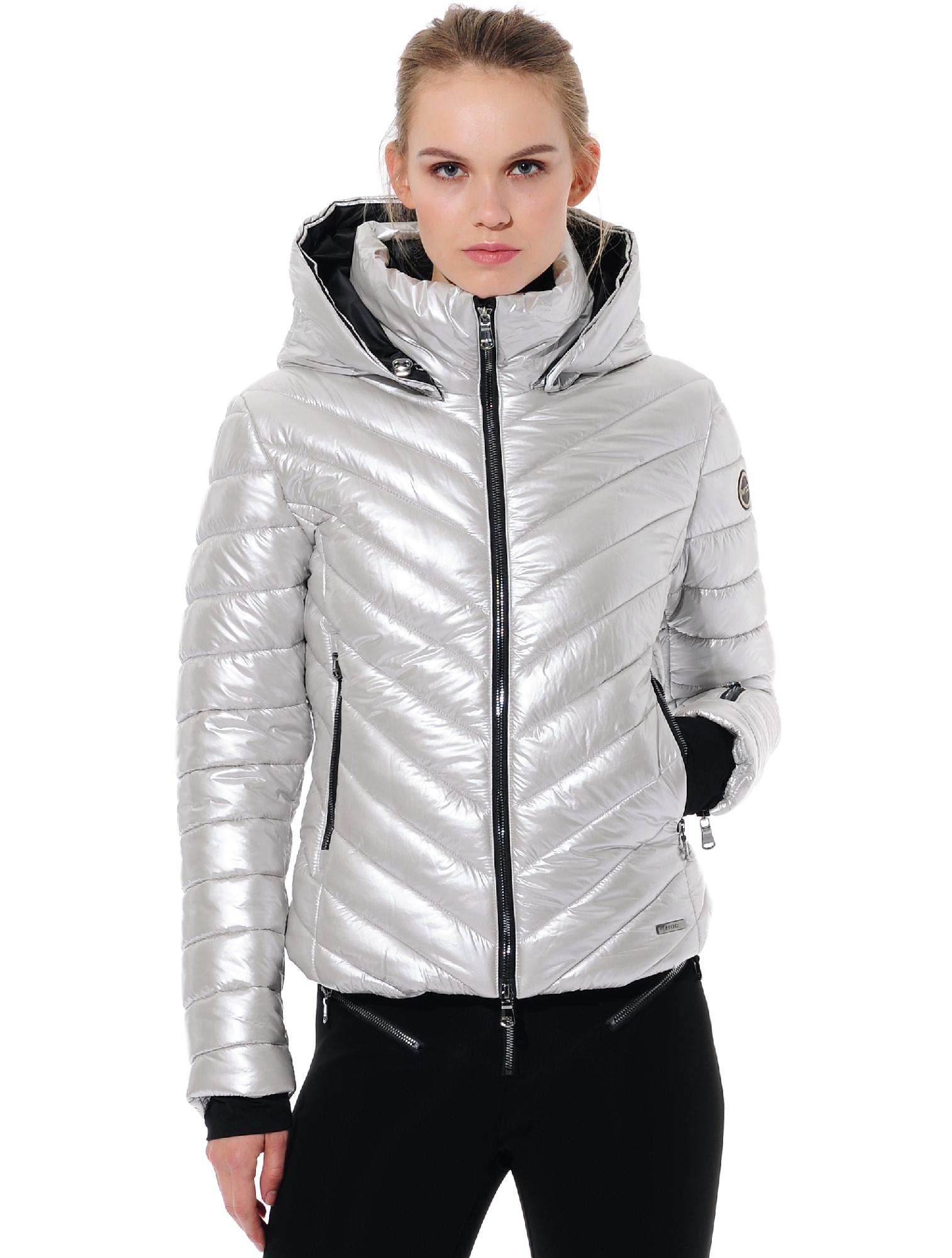 shiny ski jacket silver 