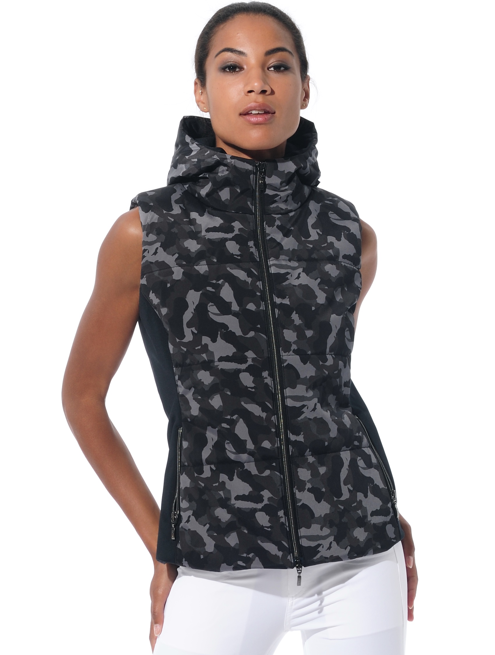 power stretch print vest camouflage black 