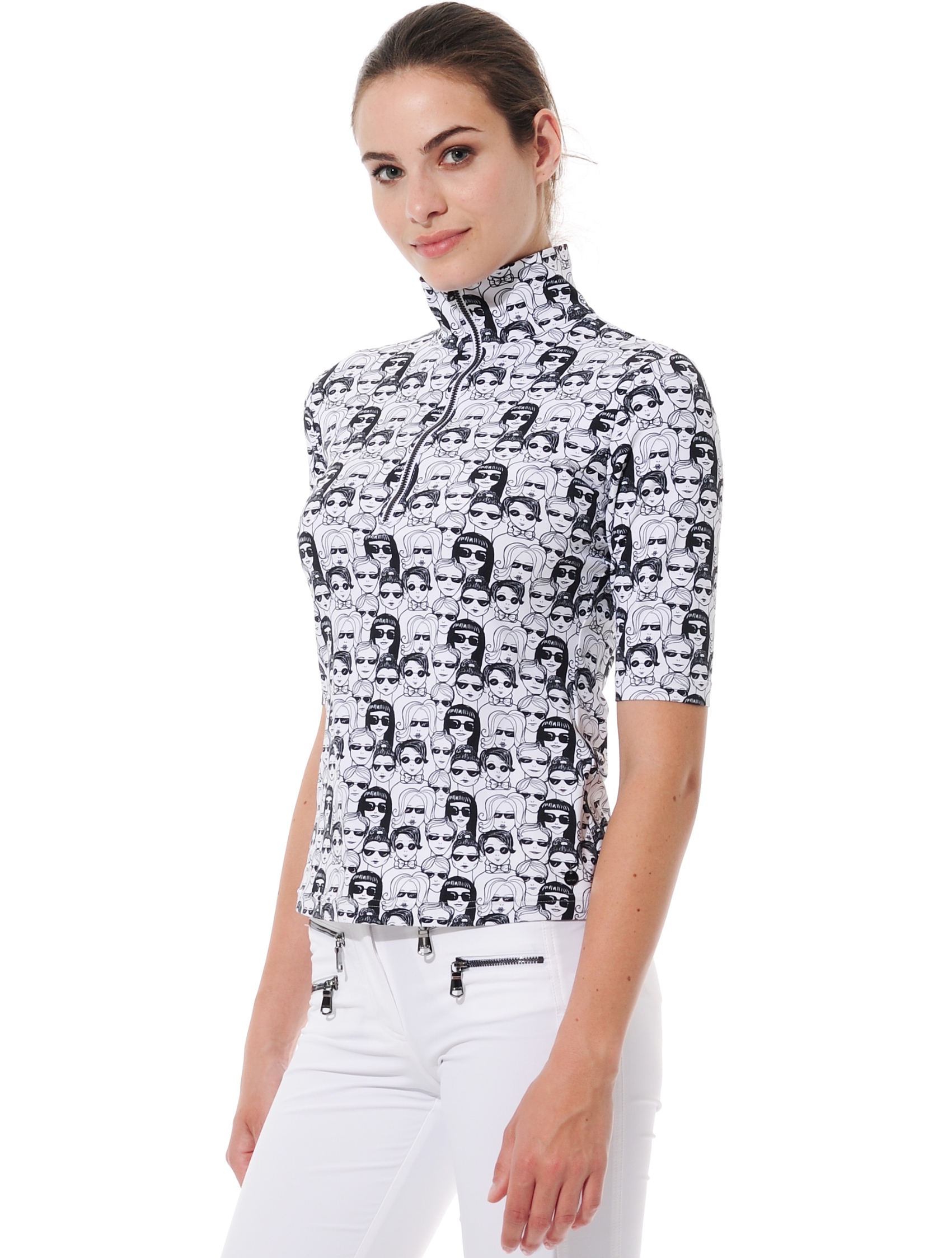 Sunglasses print polo shirt black/white 