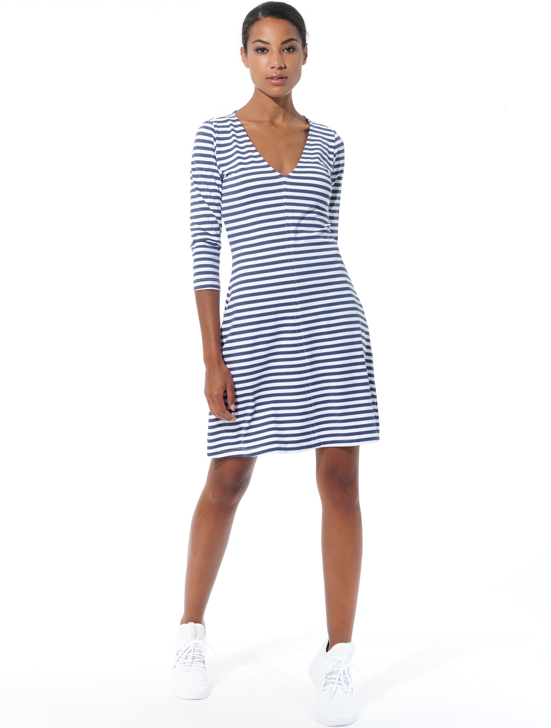 Striped print dress navy 