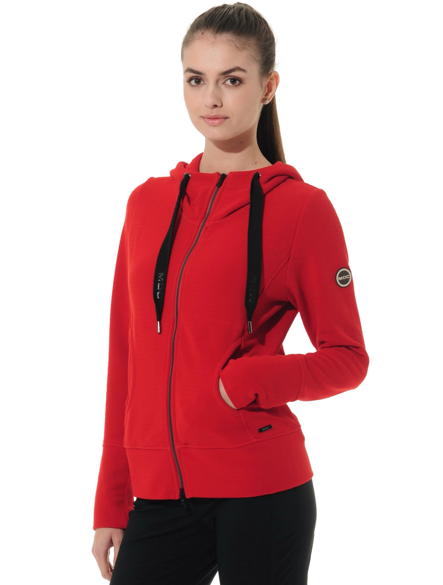 Rib Jersey full zip hoodie red Rib Jersey full zip hoodie red