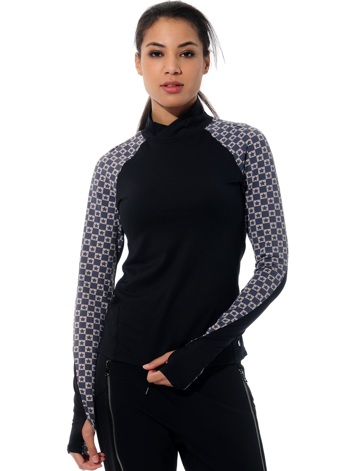 Meryl print longsleeve black/taupe 