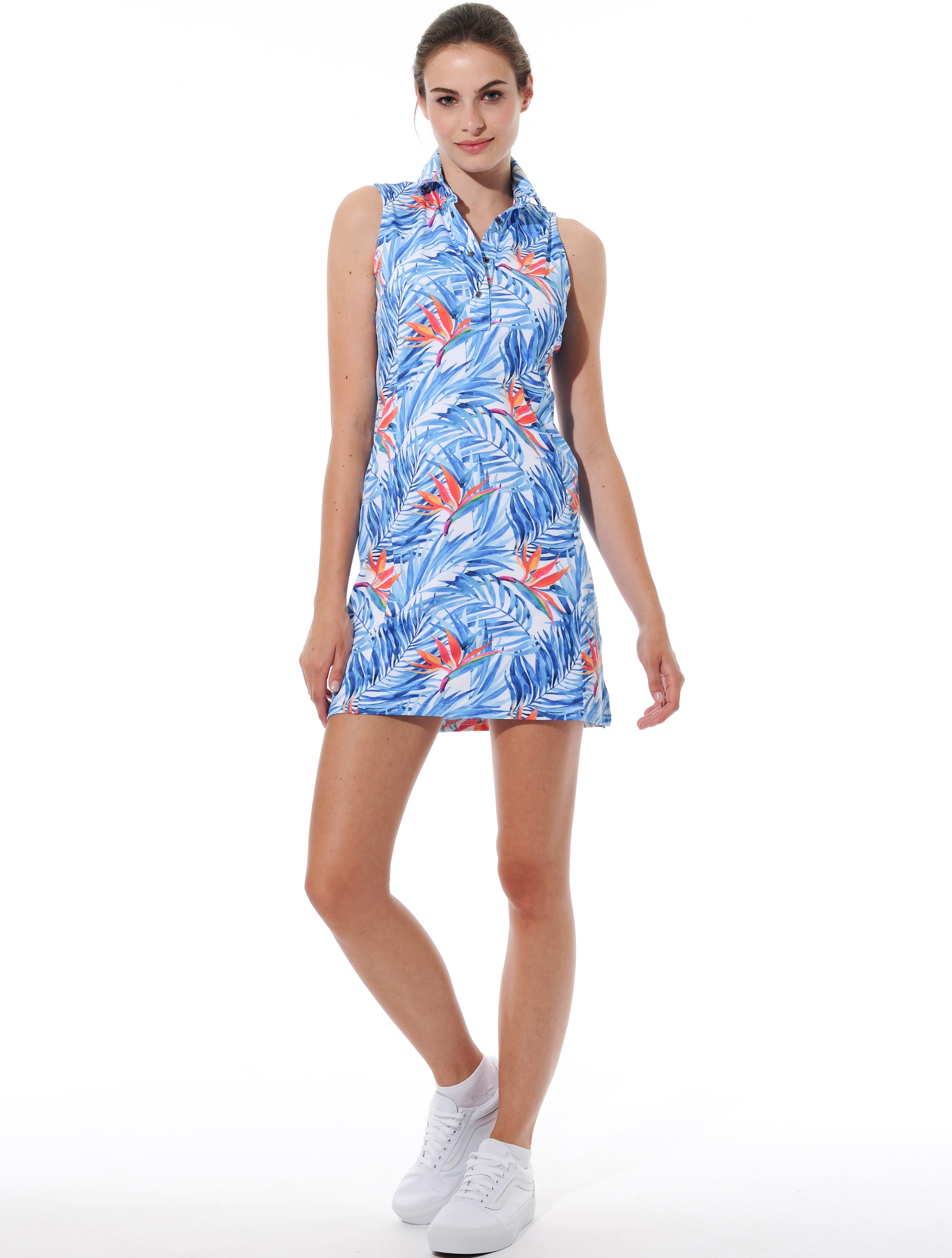 Bird of Paradise print polo dress ibiza 