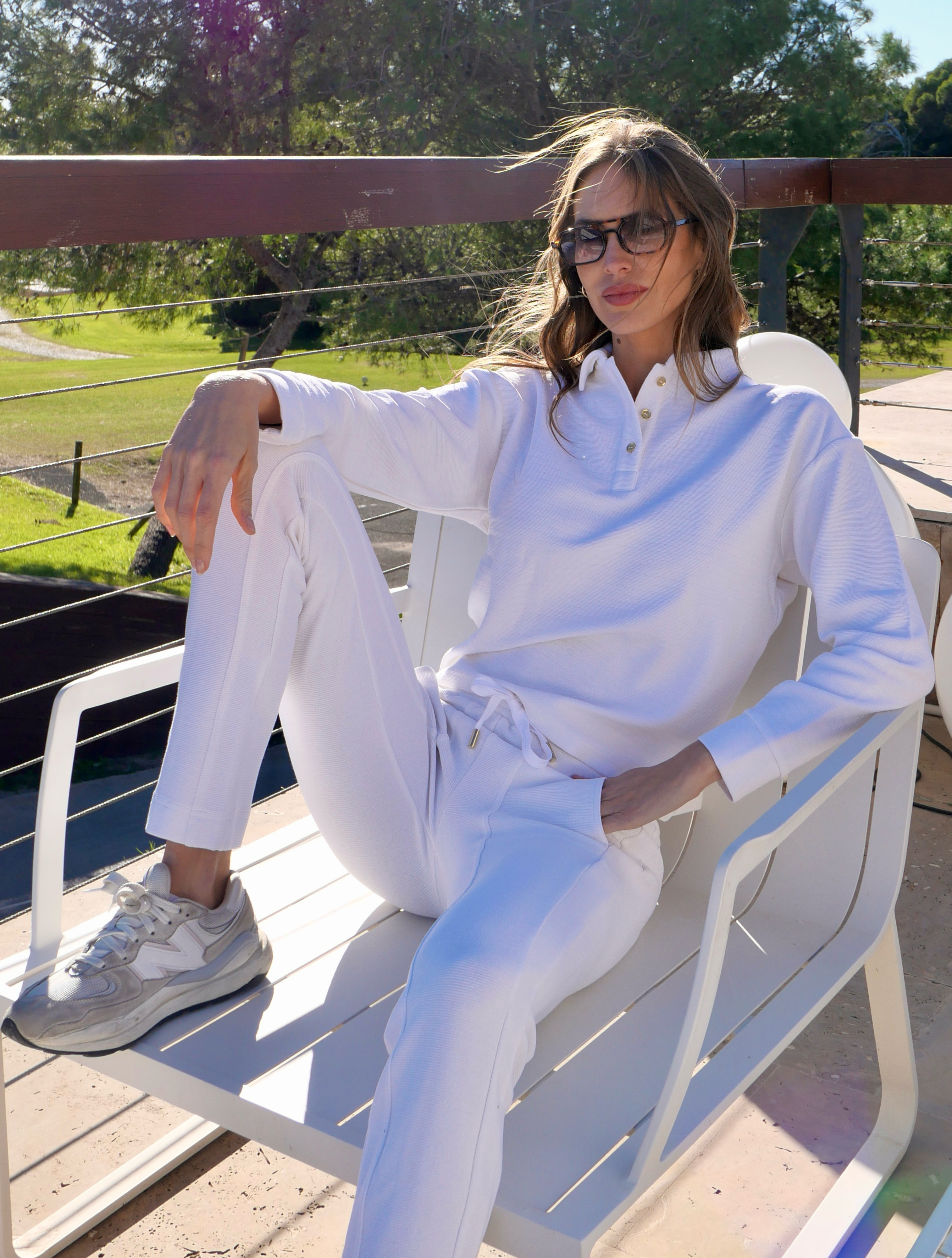 Rib Jersey slim sports leisure pants white