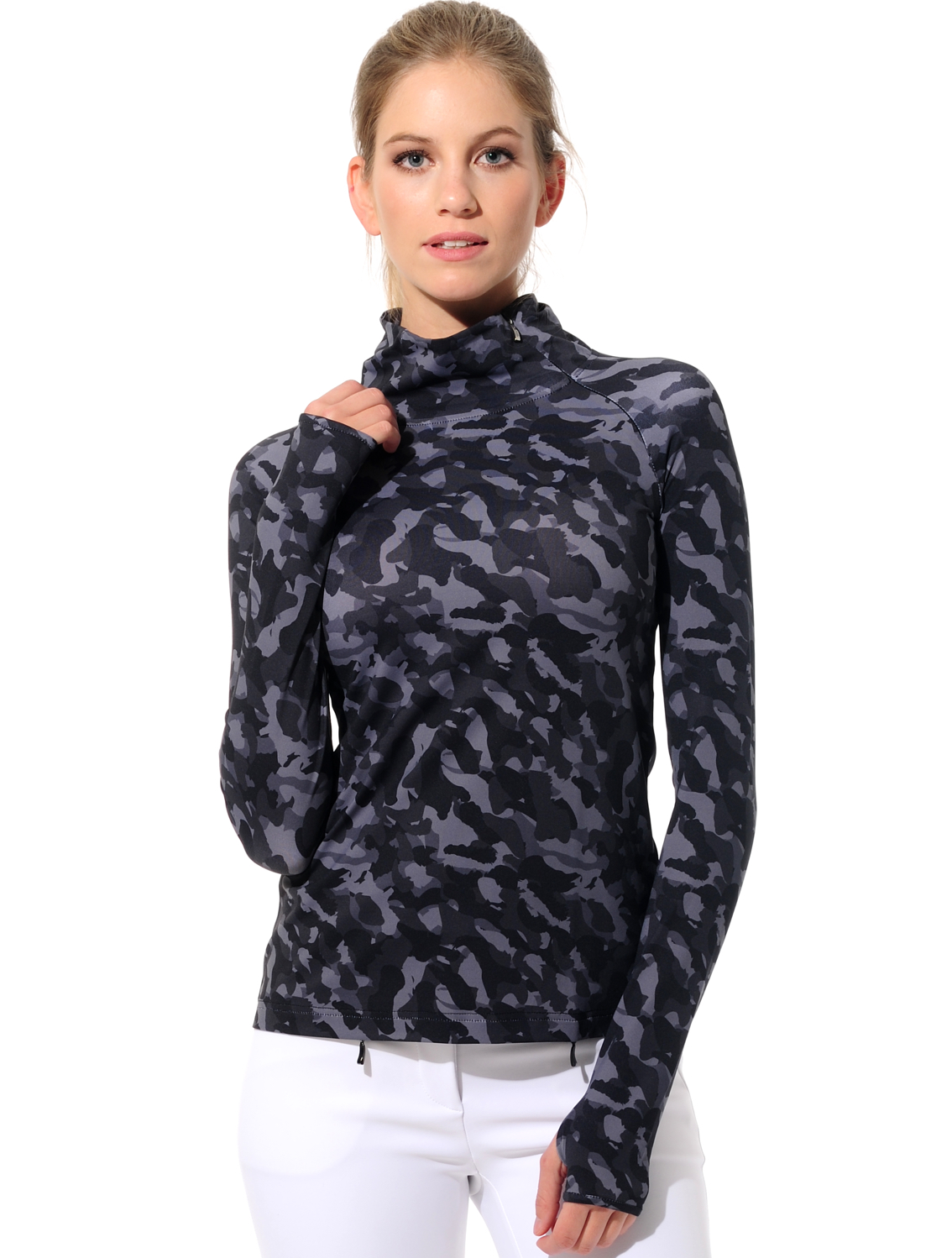 Camouflage Print Zip Longsleeve black