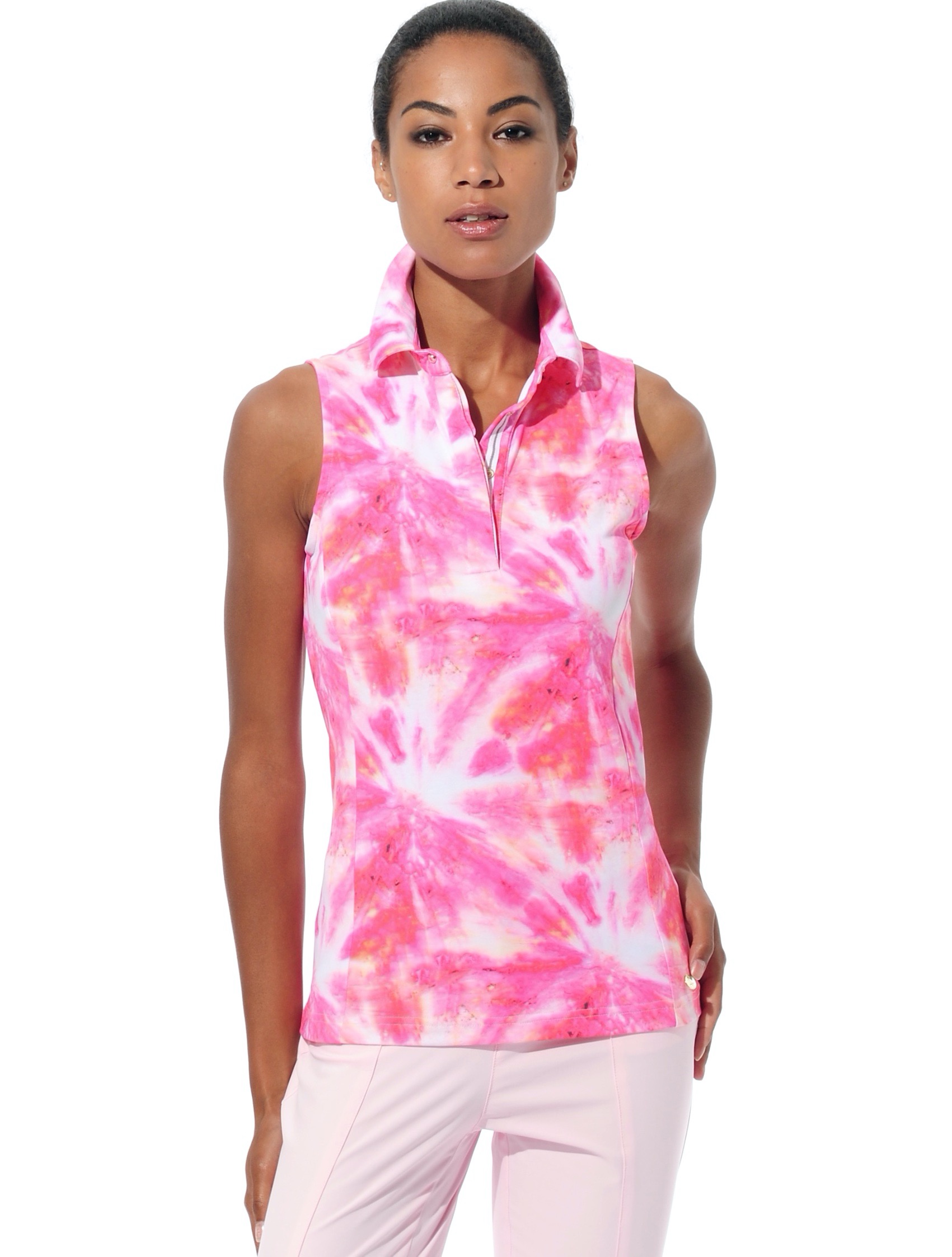 New Age print polo shirt flamingo 