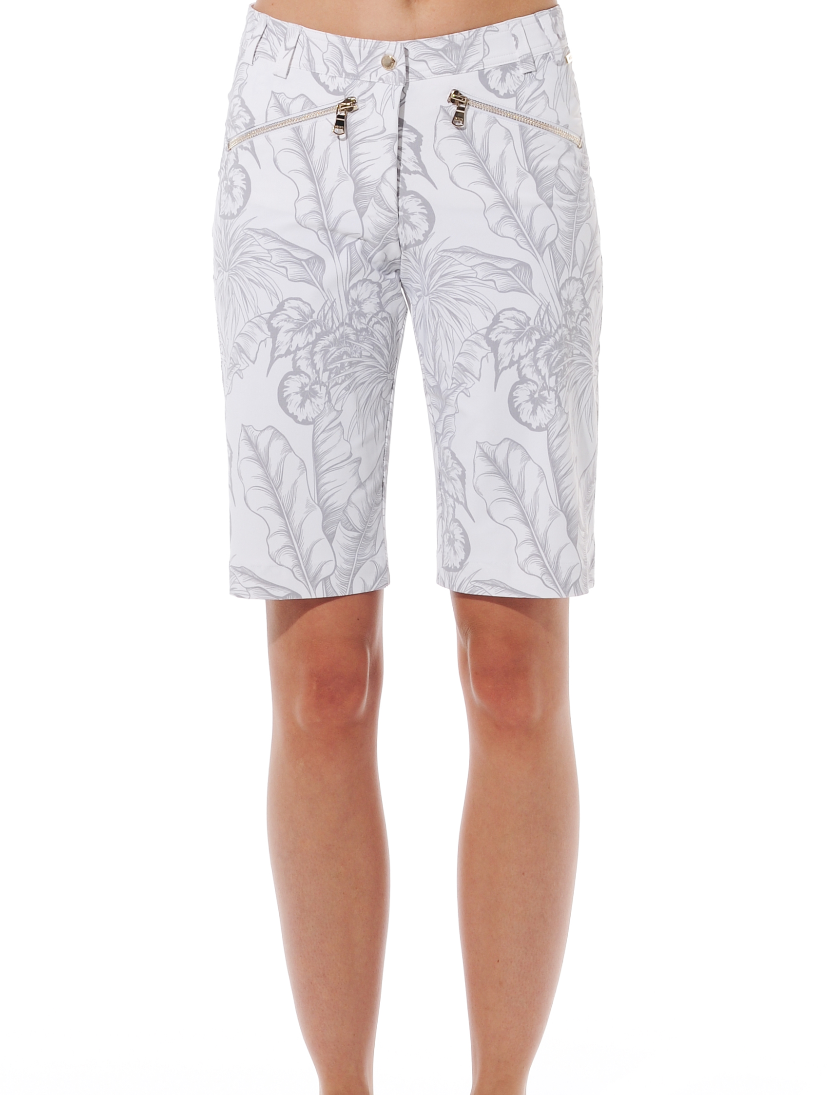 Tropical Leaves print bermuda shorts grey 