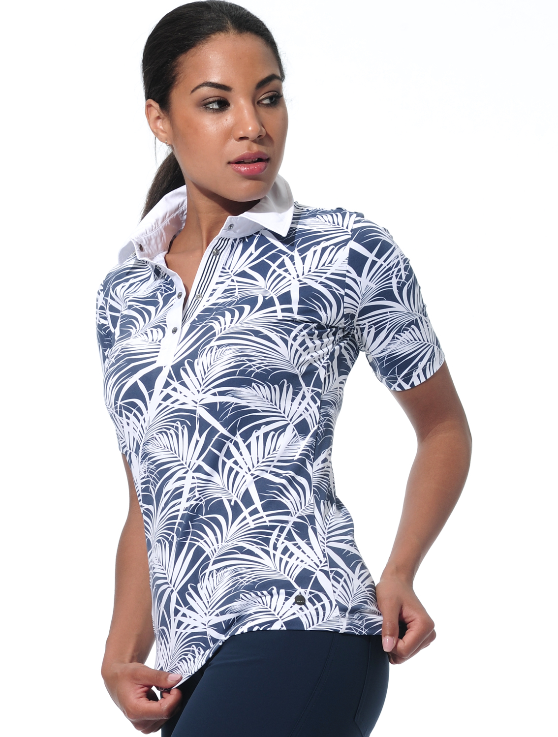 Jungle print polo shirt navy 