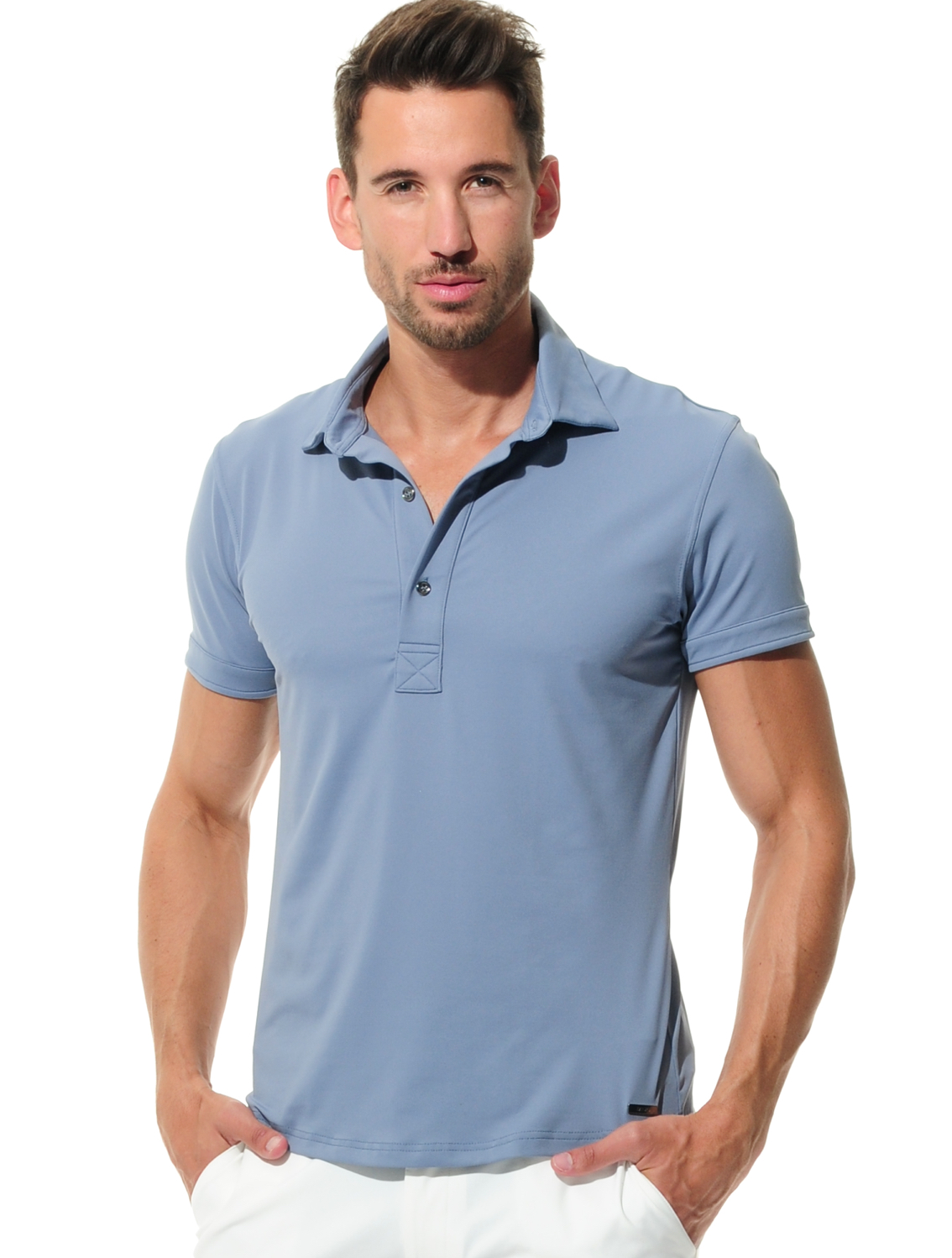 Jersey golf polo shirt blue ash 