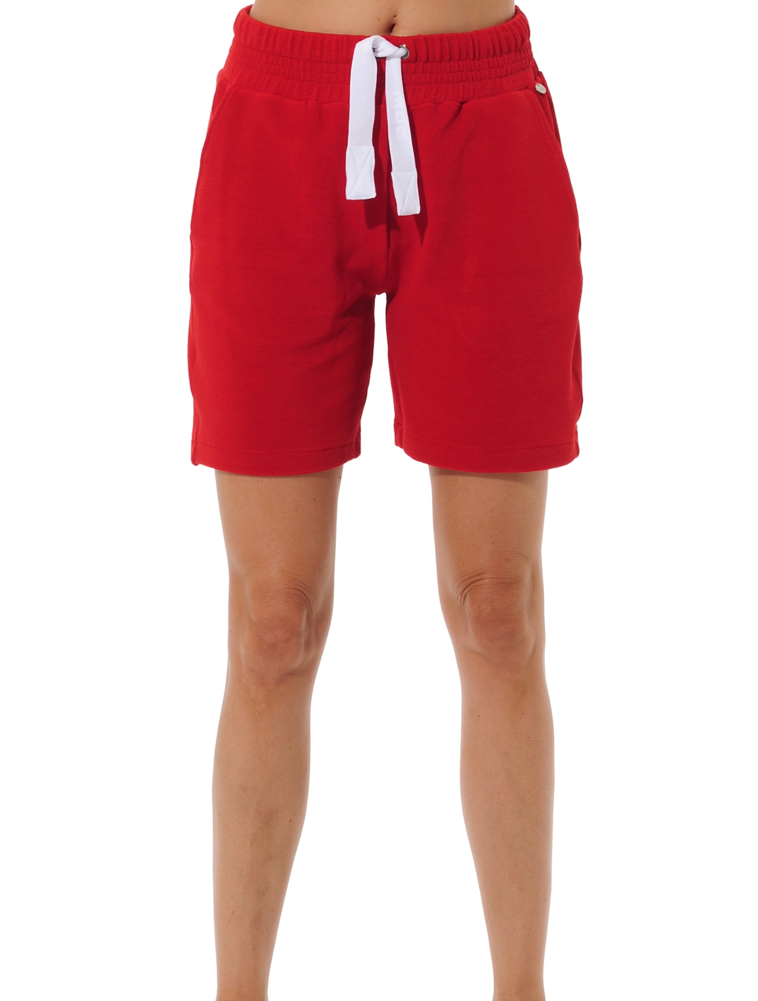 Towelling knit shorts red