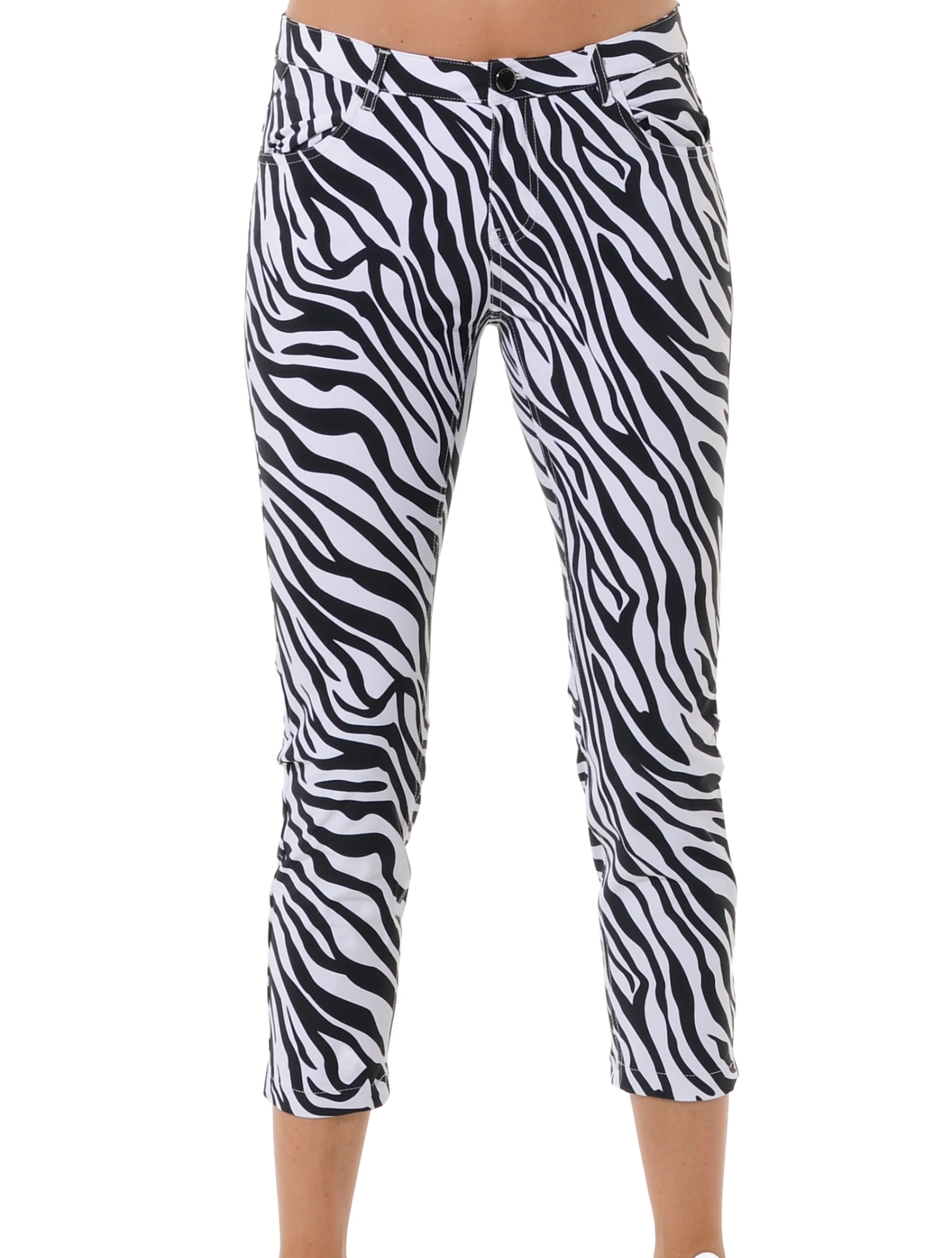 Zebra print cropped 5pockets black/white