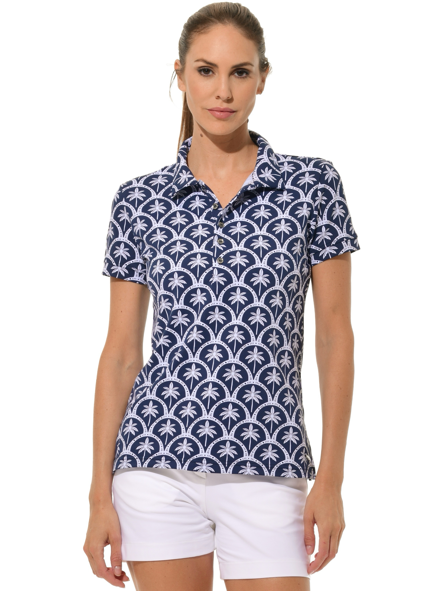 Barbados Print Golf Poloshirt navy