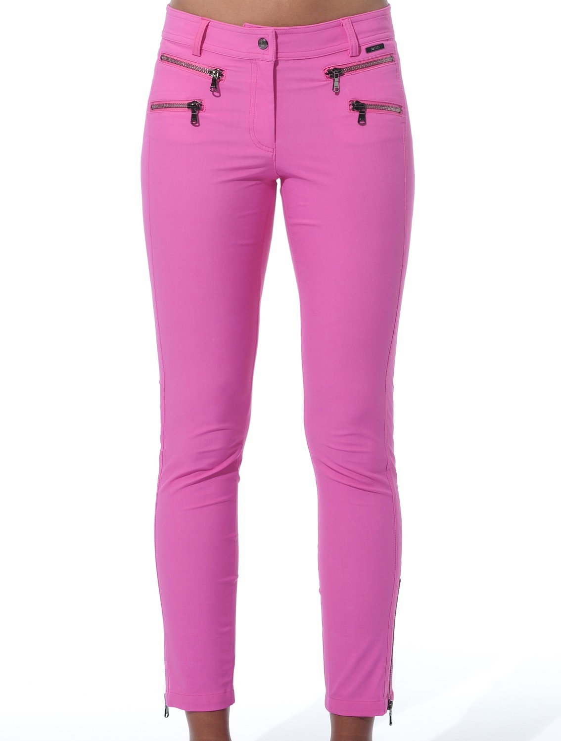 4way stretch double zip ankle pants fuchsia 