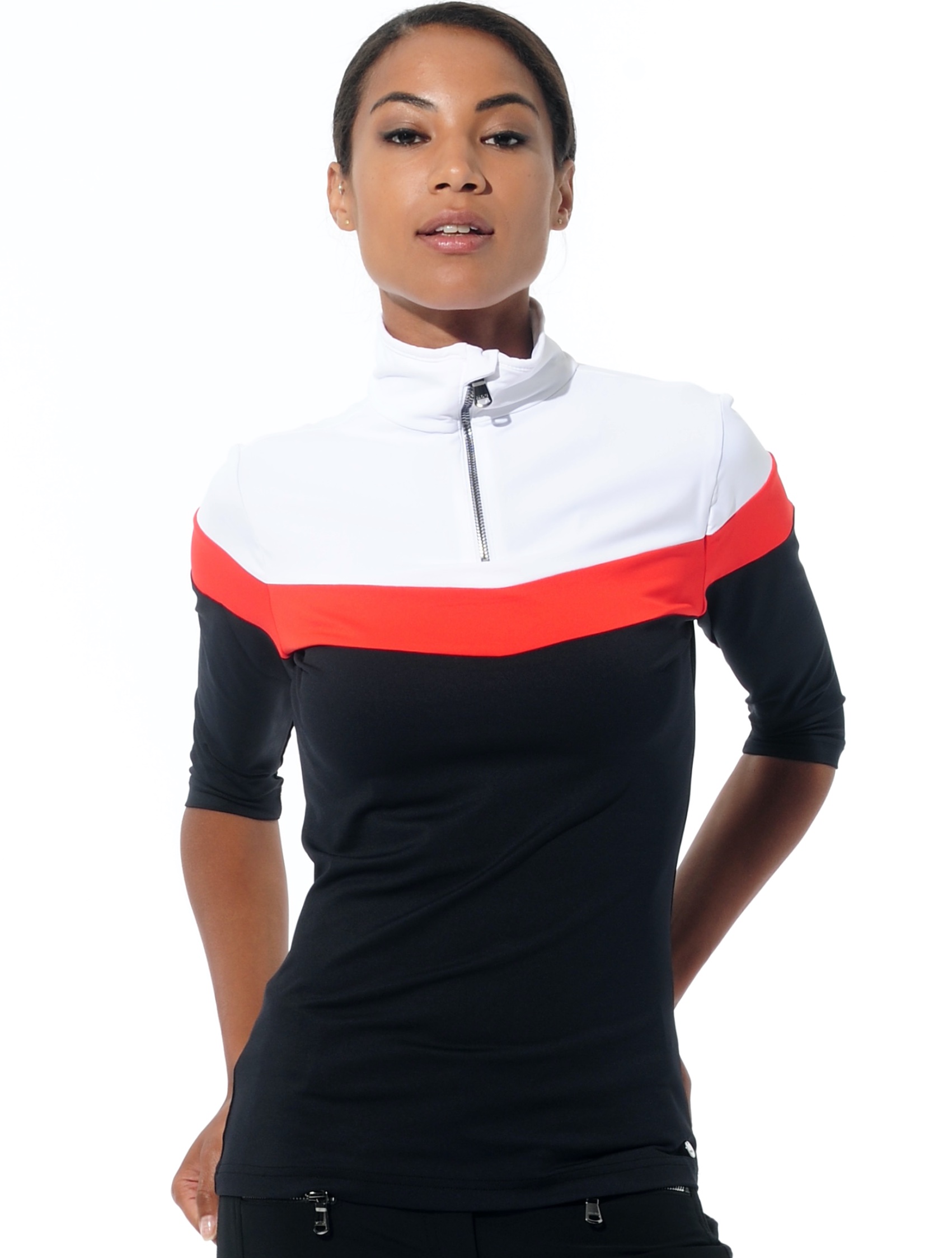 Meryl Zip Polo black/grapefruit