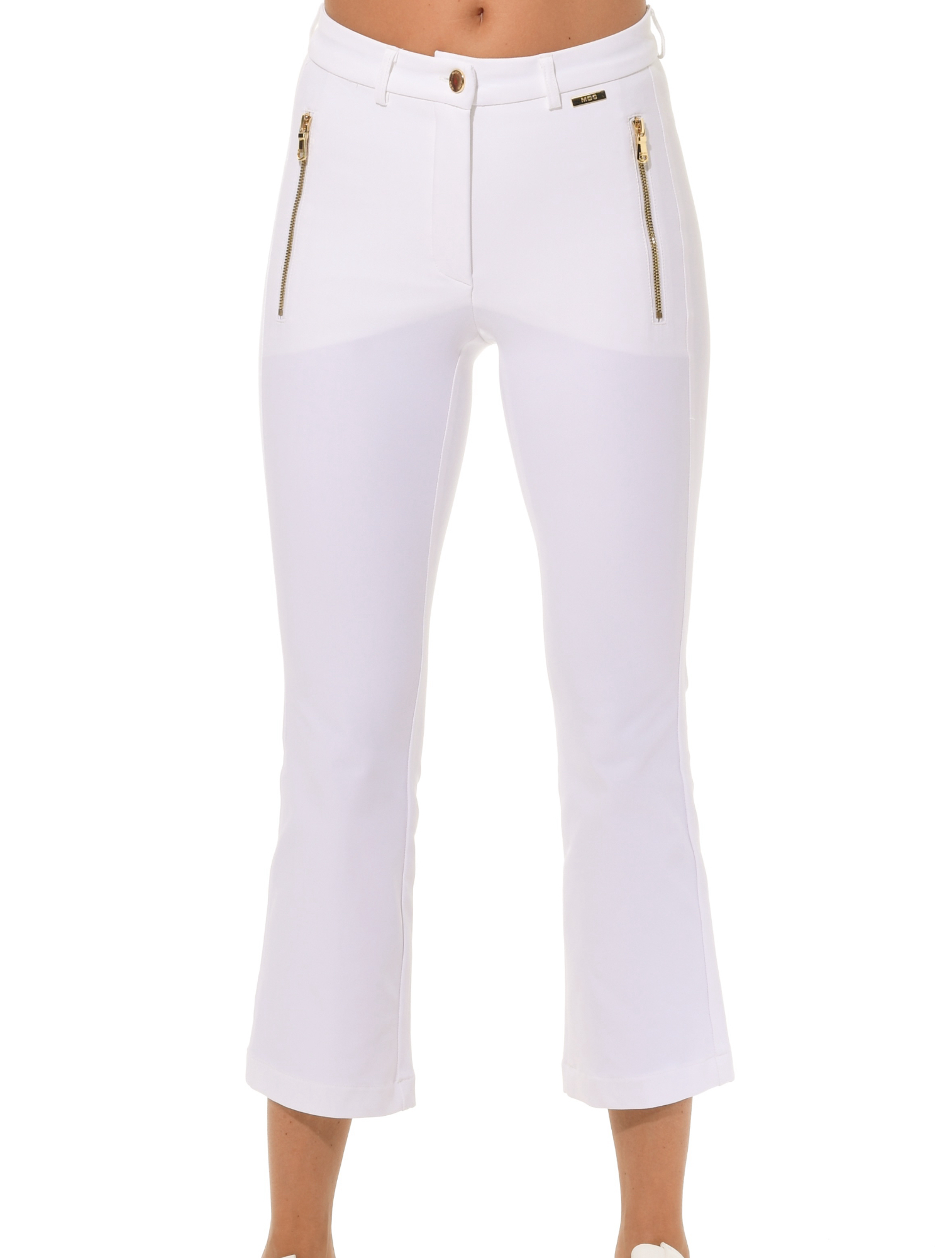 Bi-Stretch Gabardine Boot Cut Cropped Chinos white