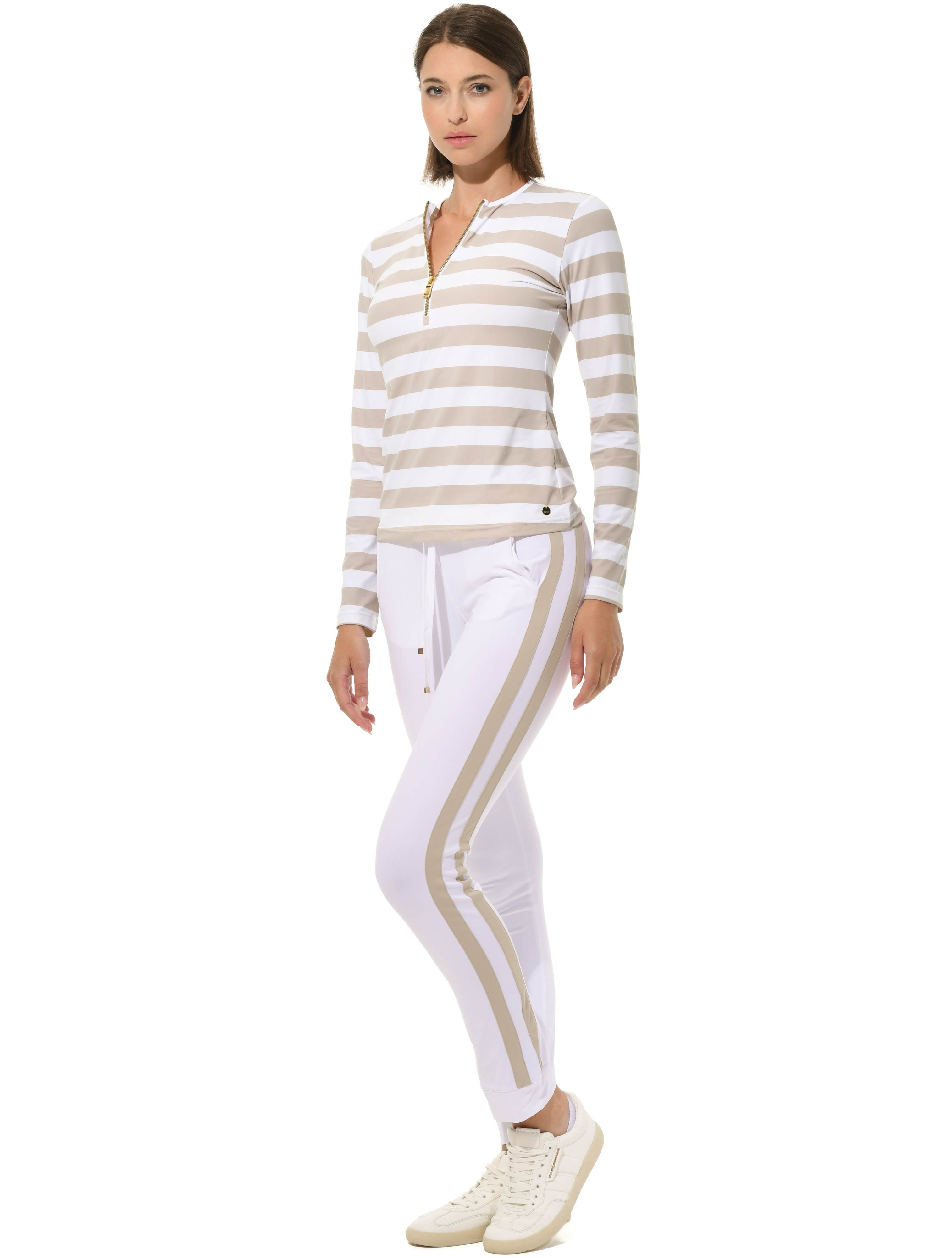 Yachting Print Zip Longsleeve light taupe