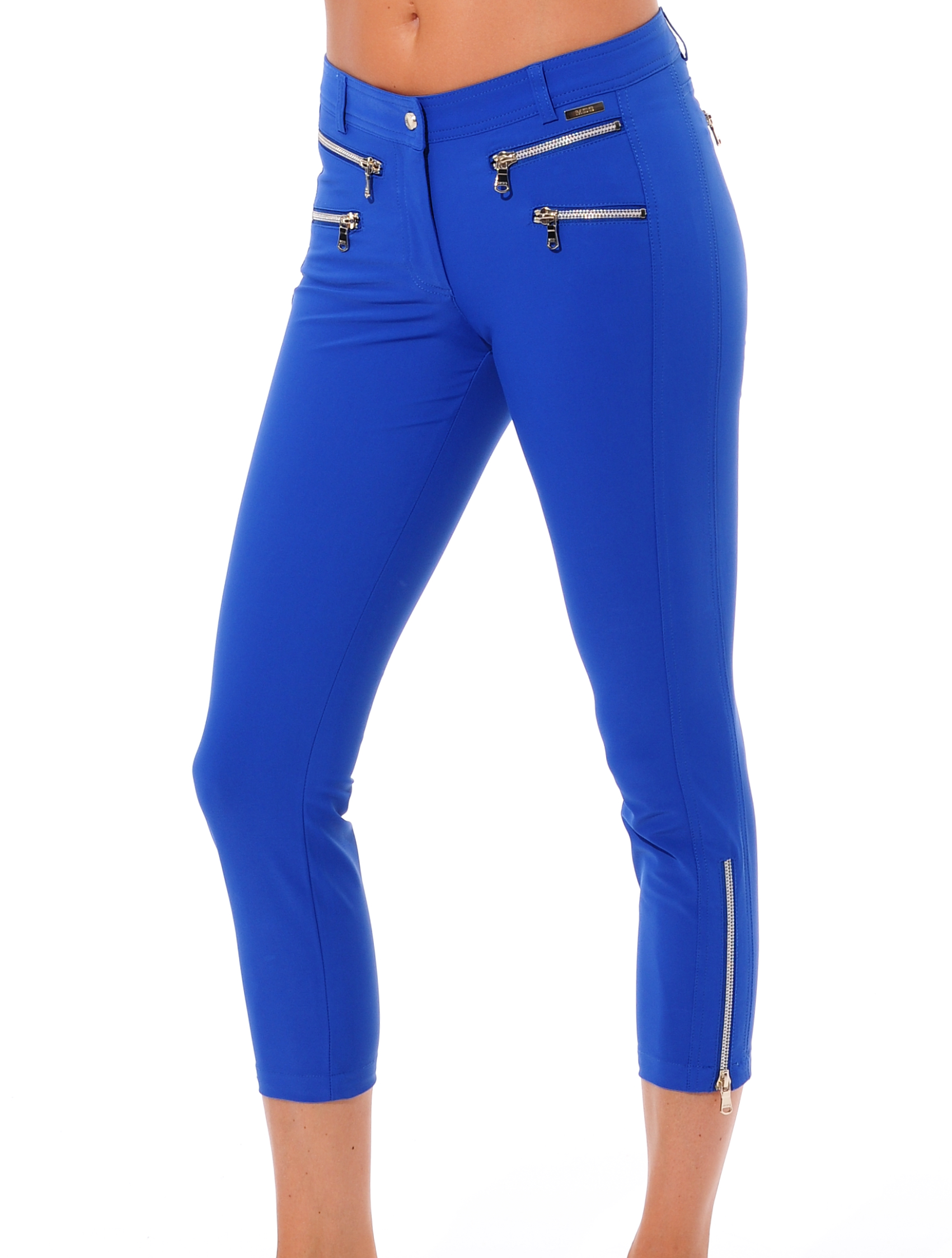 4way stretch double zip cropped pants royal 