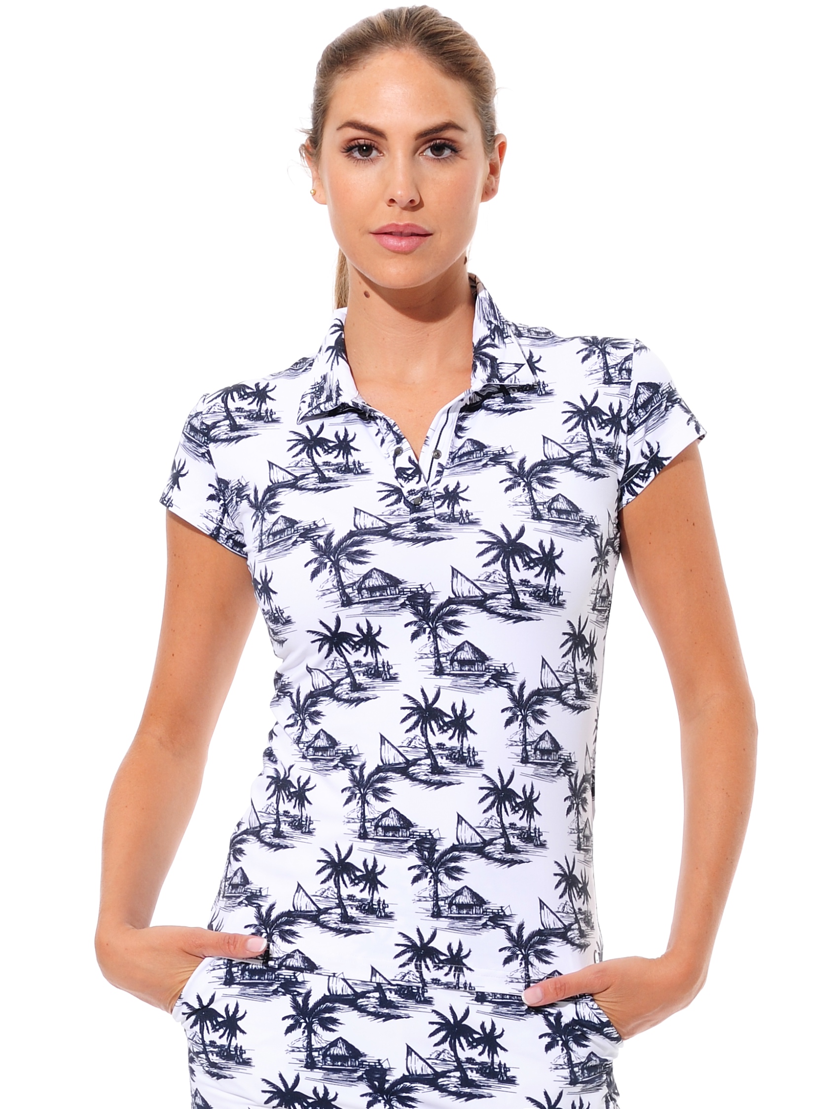 Seaside Print Polo night blue