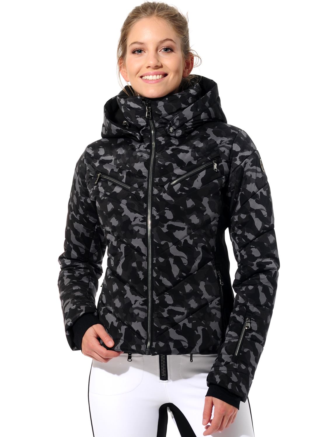 stretch print ski jacket camouflage/black 