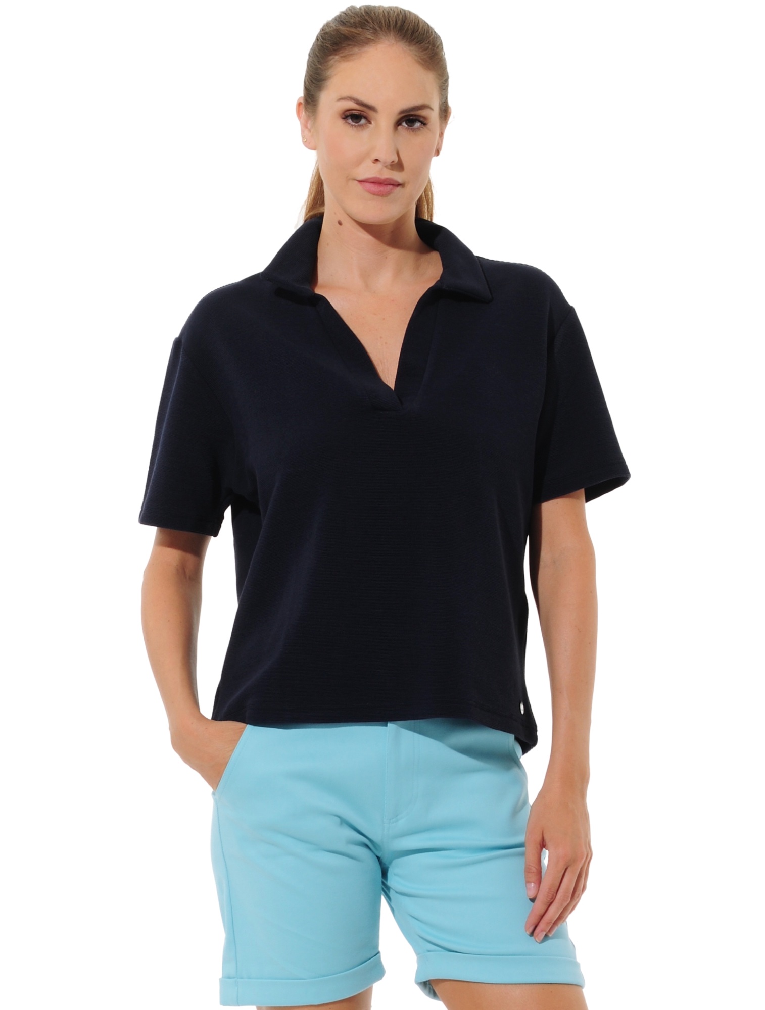 Towelling golf polo shirt night blue