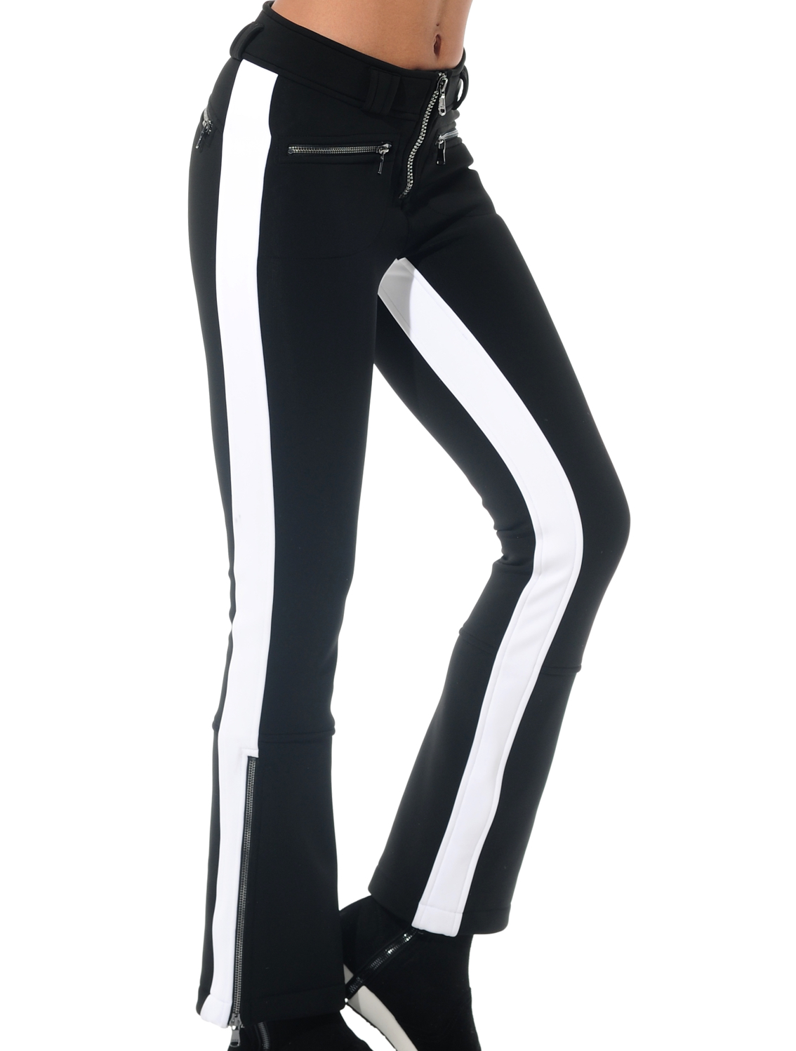 4way stretch jet pants black/white 