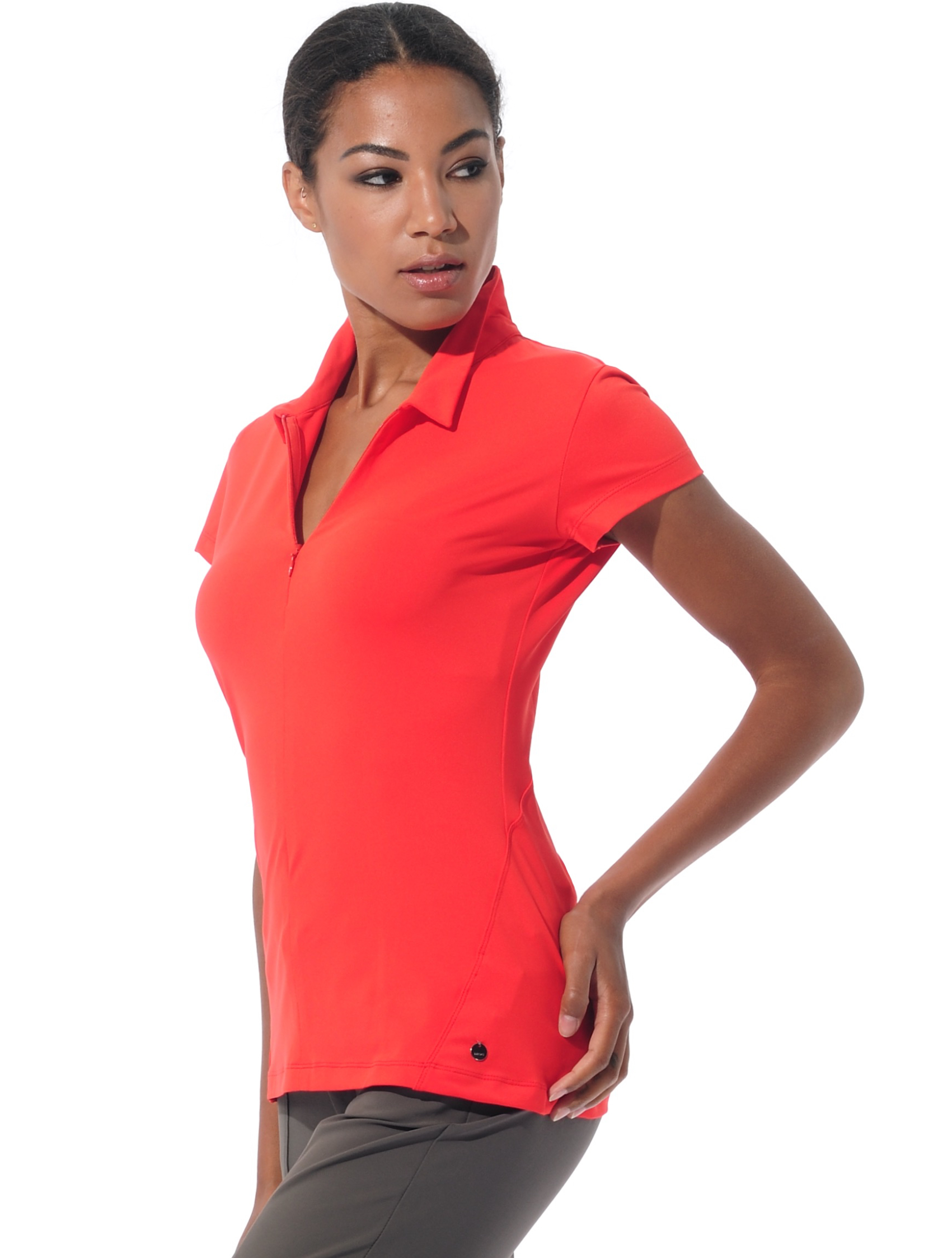 Meryl zip polo shirt grapefruit 