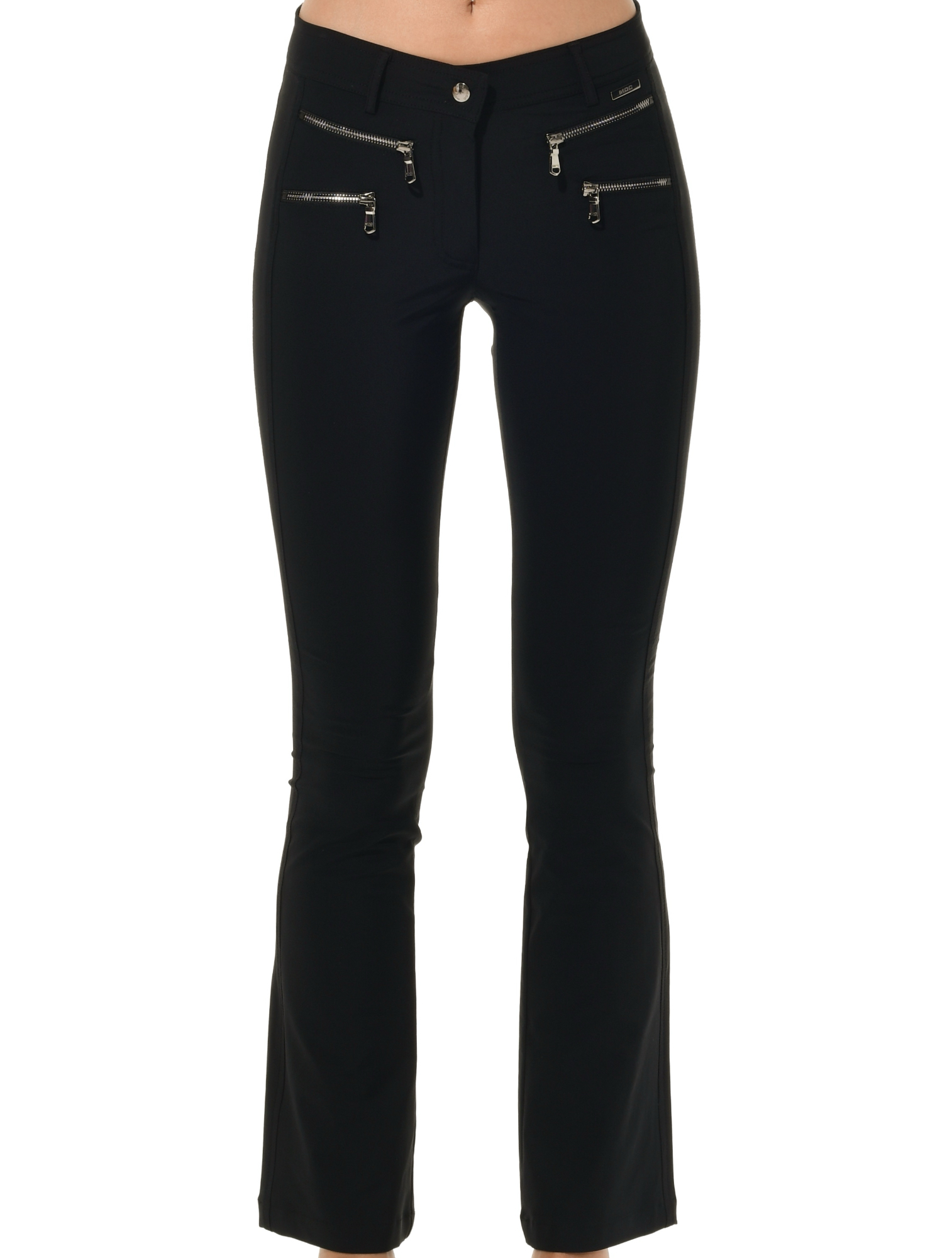 4way Stretch Double Zip Flared Pants black