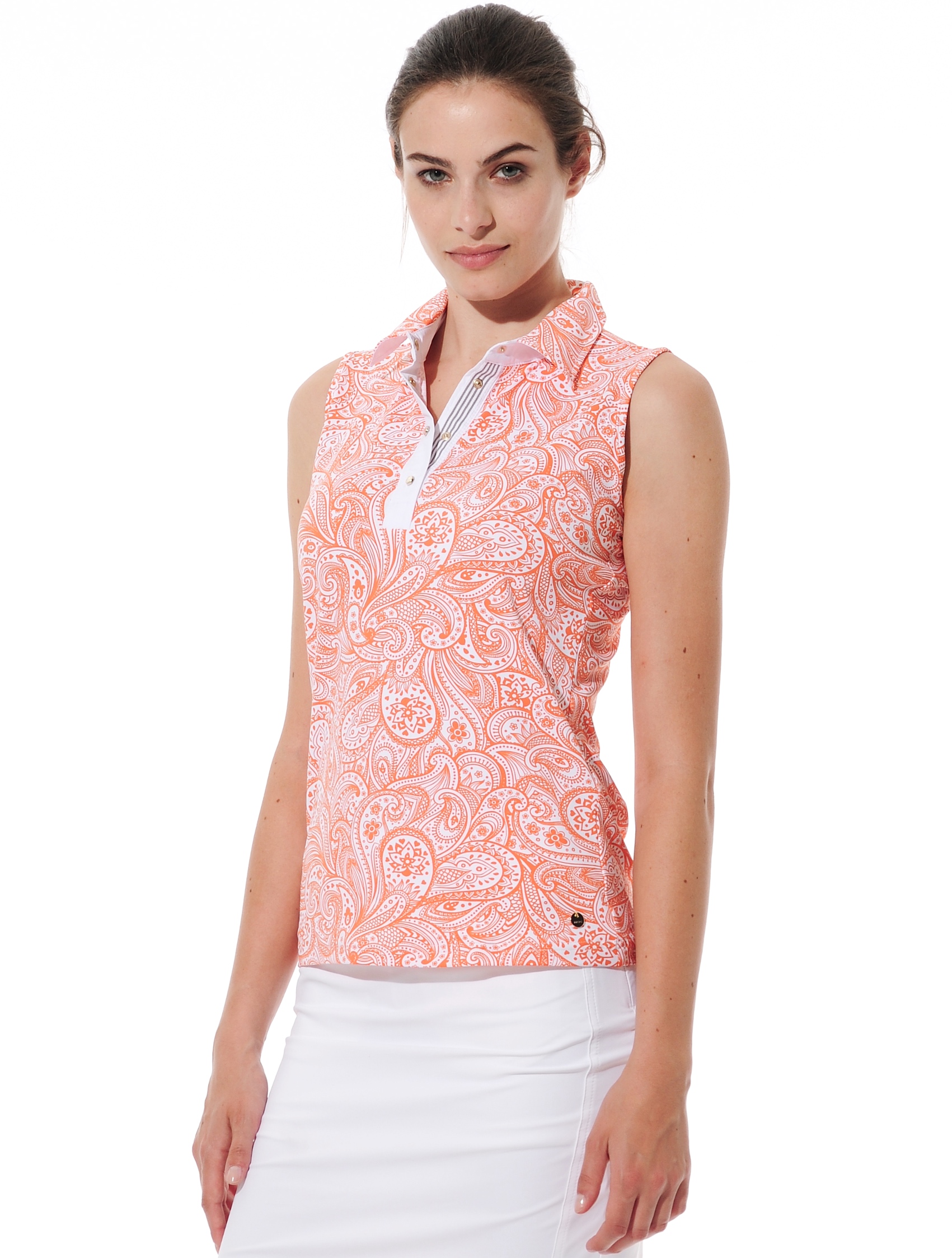 Paisley Print Polo papaya