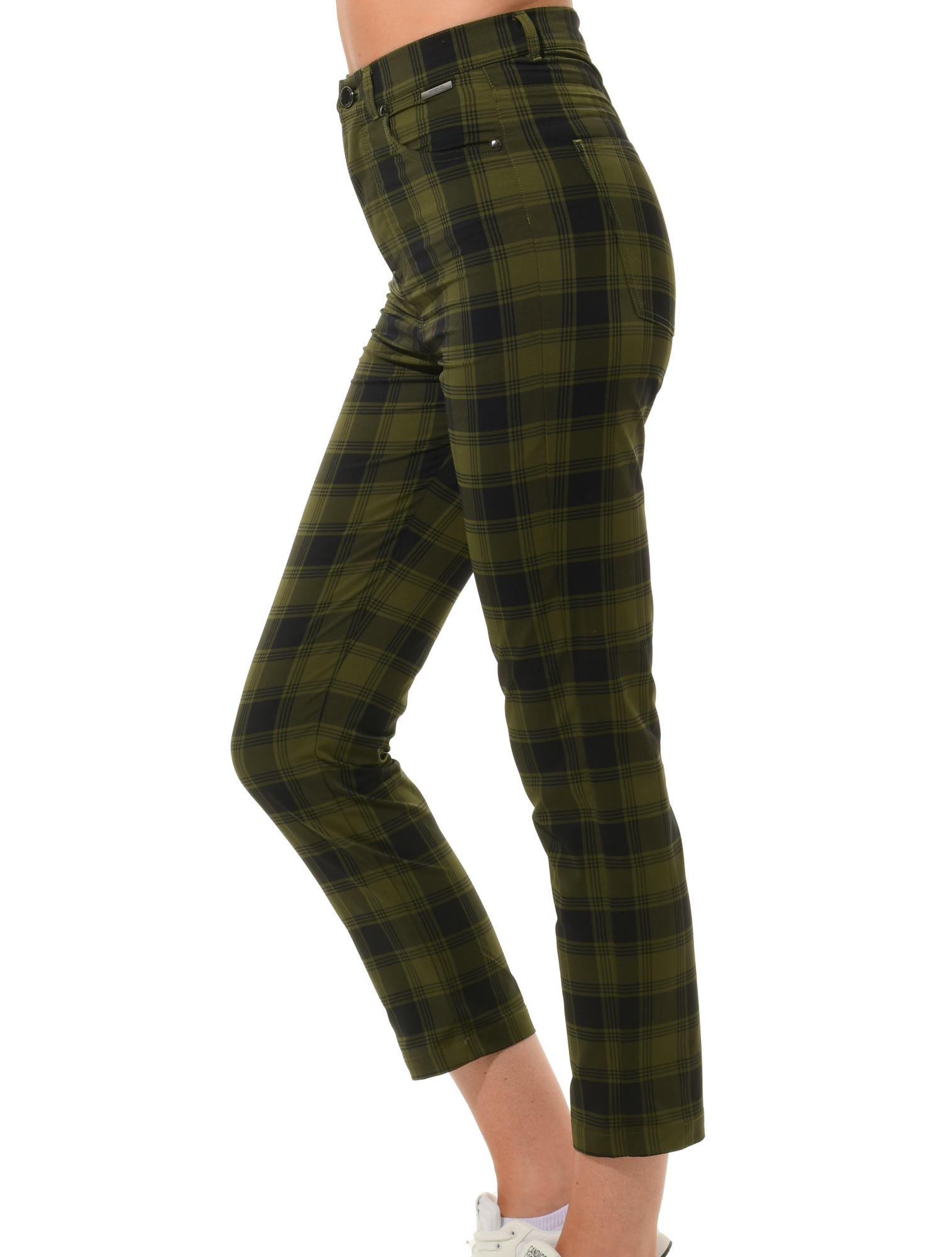 Glencheck Jacquard high waist ankle pants olive 