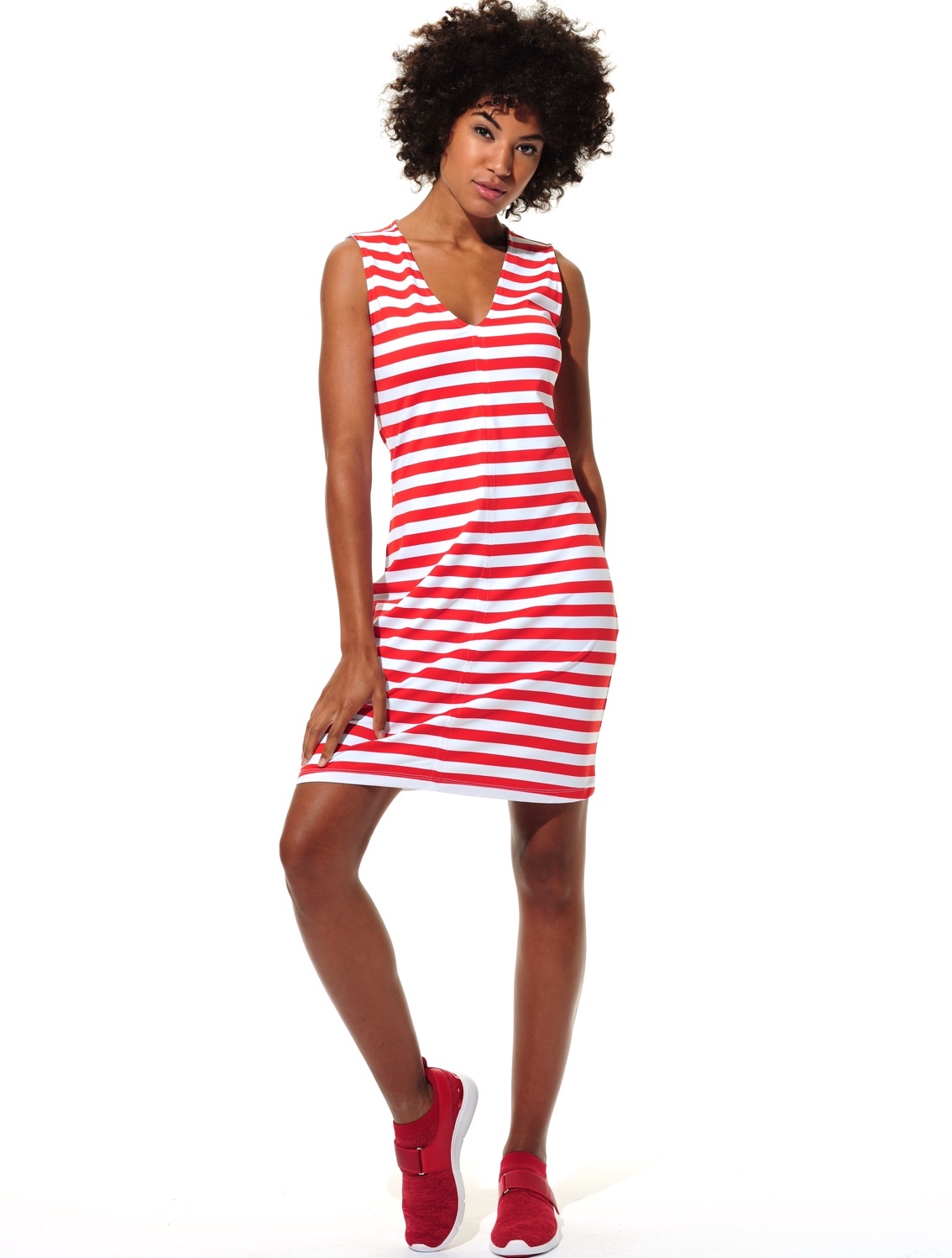 Stripe Kleid red