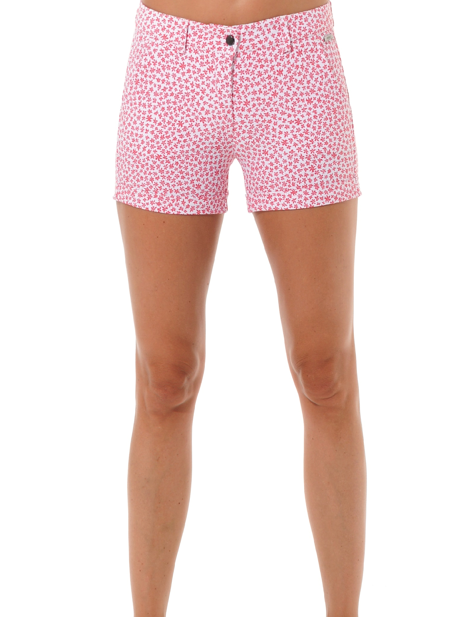 Floral print short shorts red 