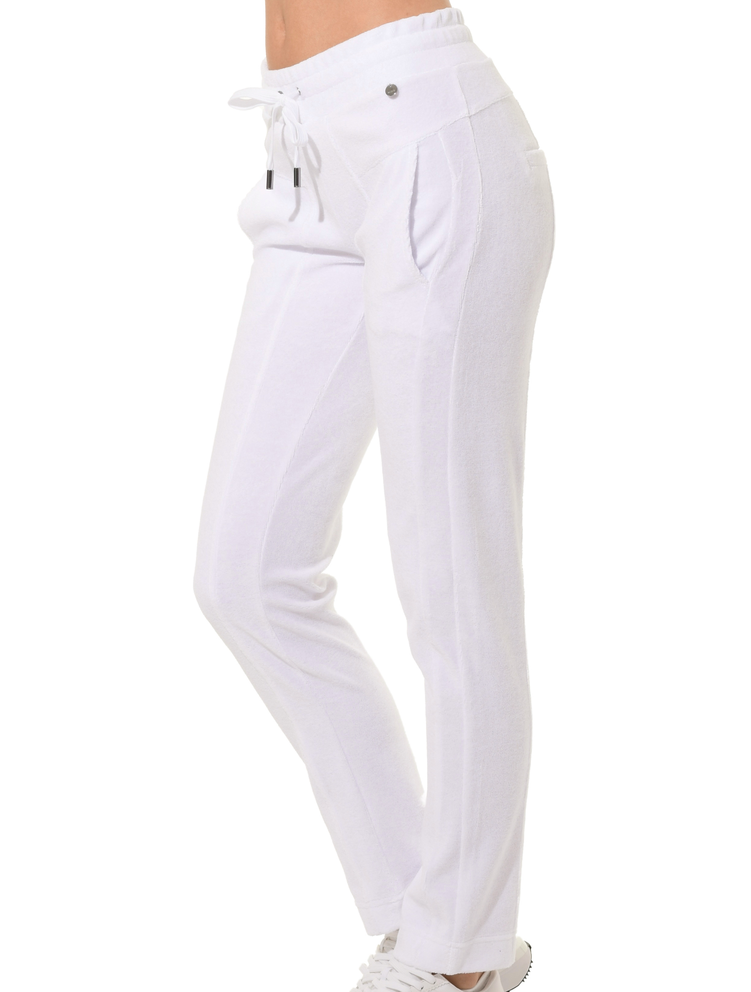 Terry Slim Sports Leisure Pants white