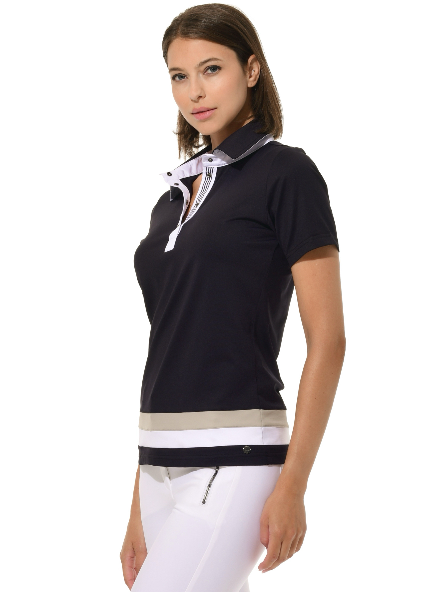 Jersey Golf Poloshirt black/sage grey/white