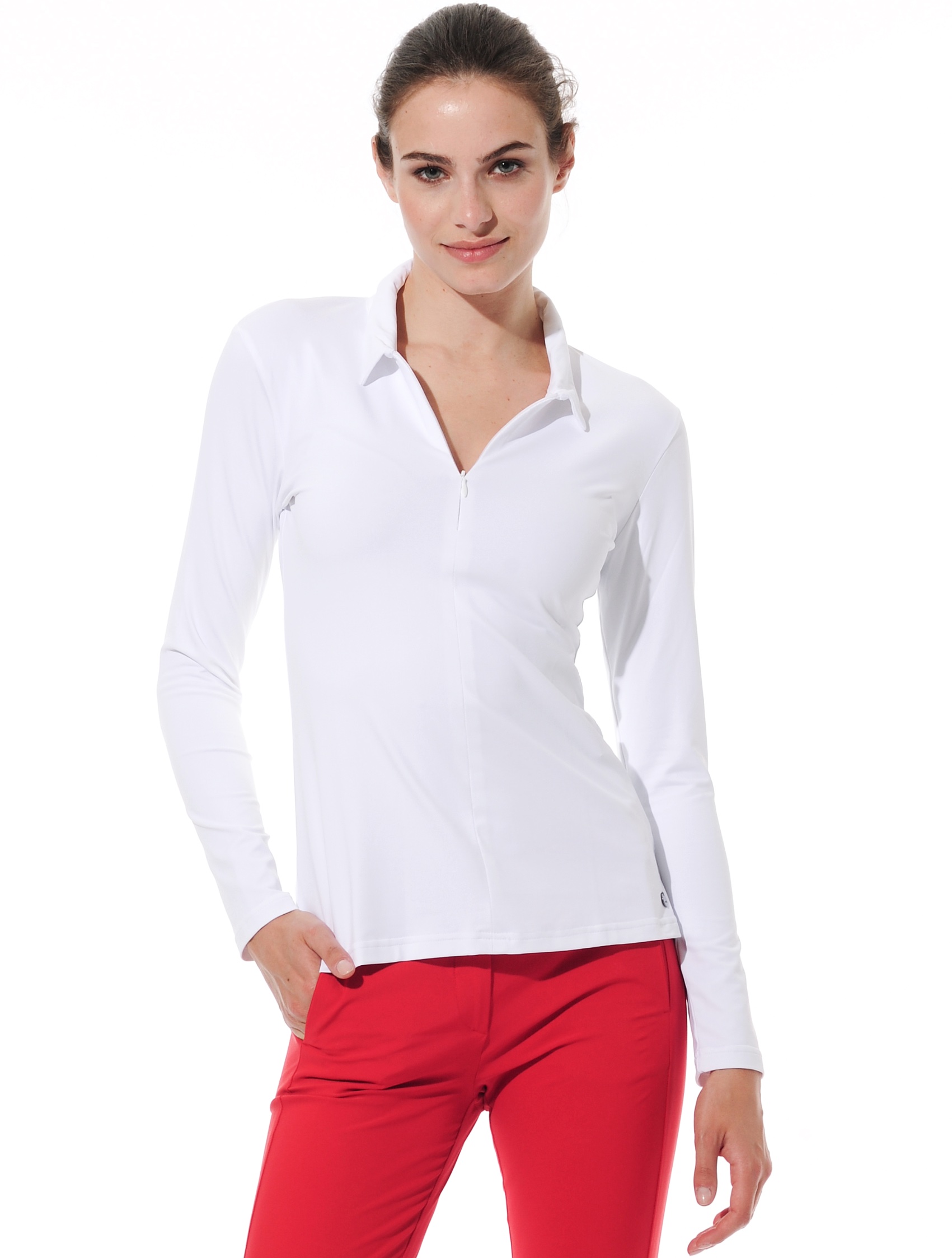 Meryl Zip Golf Poloshirt white