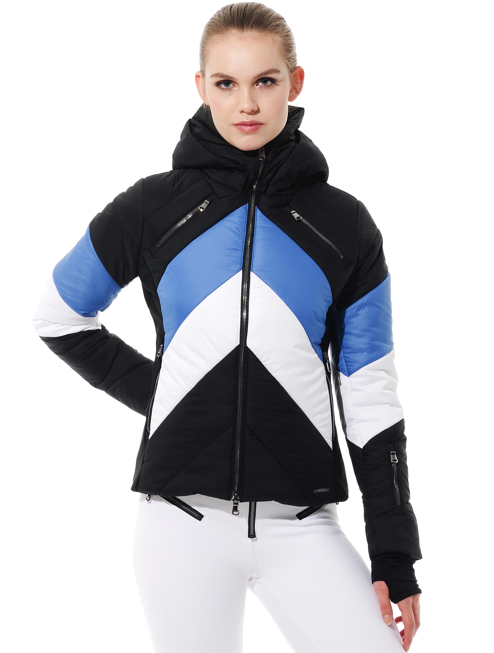 stretch ski jacket with 4way stretch side panels black/ibiza 