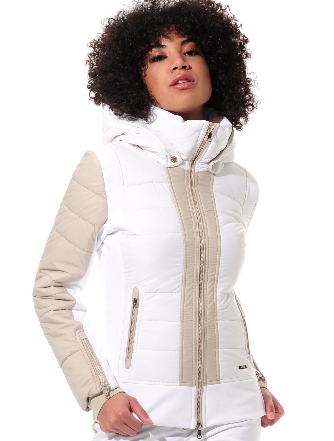 ski jacket with 4way stretch side panels creamy/light taupe 