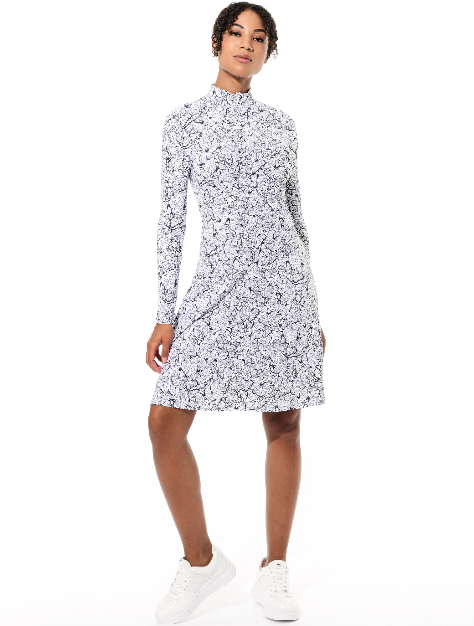 Butterfly print dress black/white 