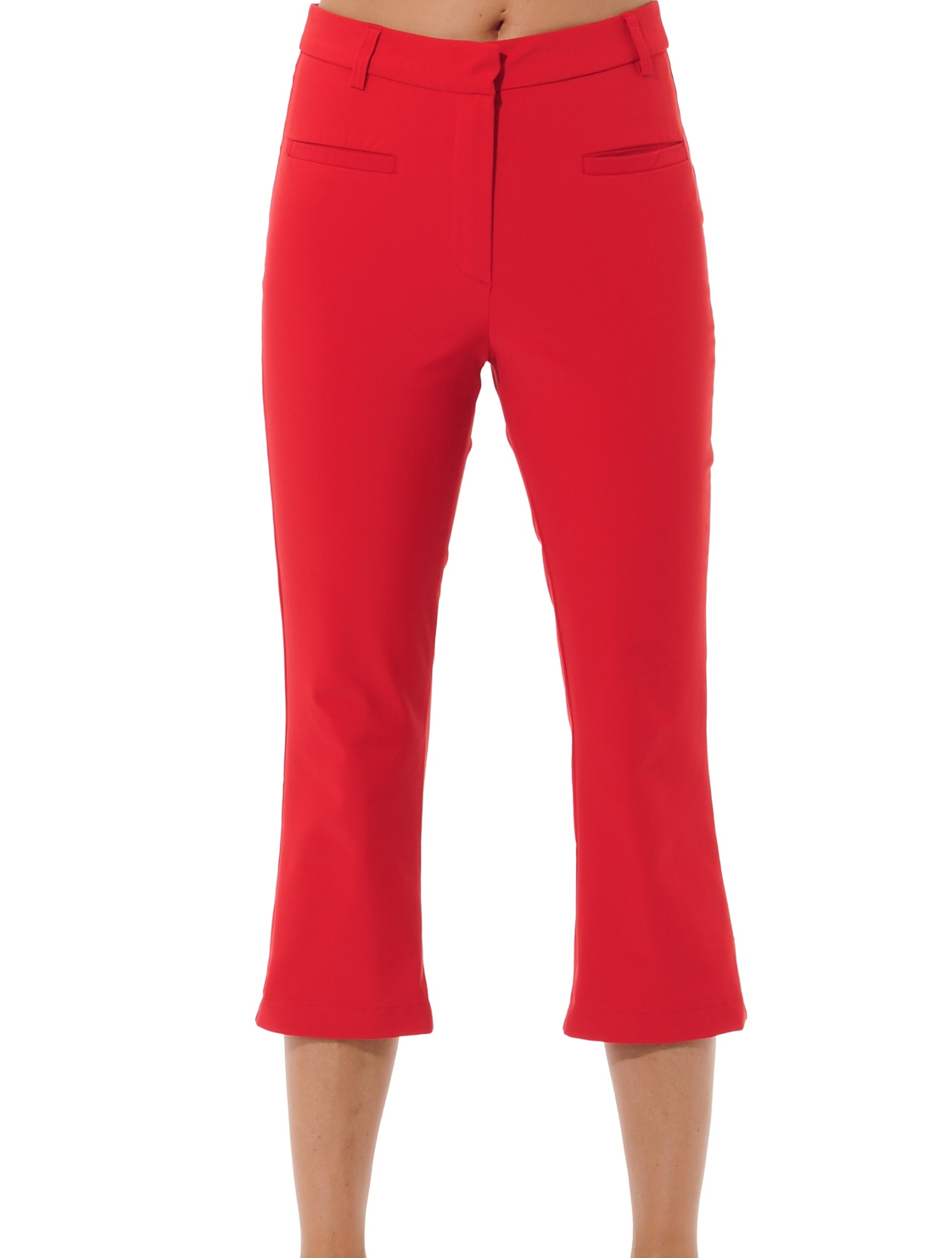 4way stretch high rise capri pants red 