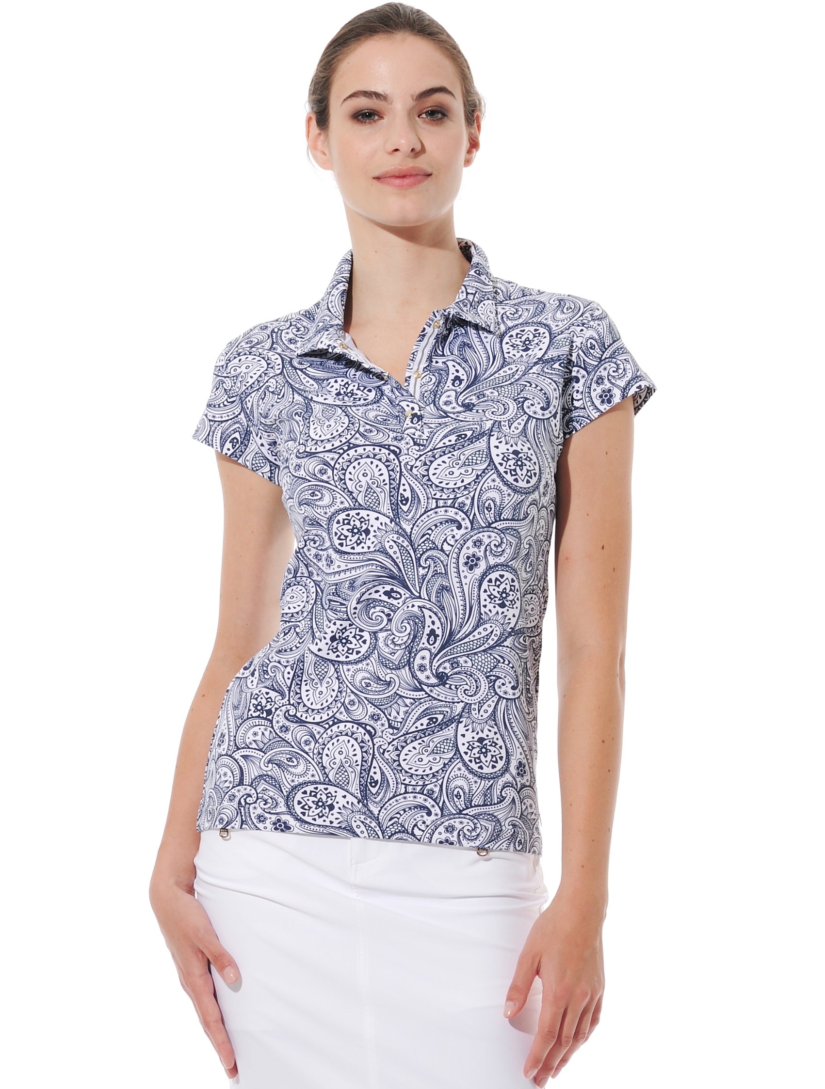 Paisley Print Polo navy