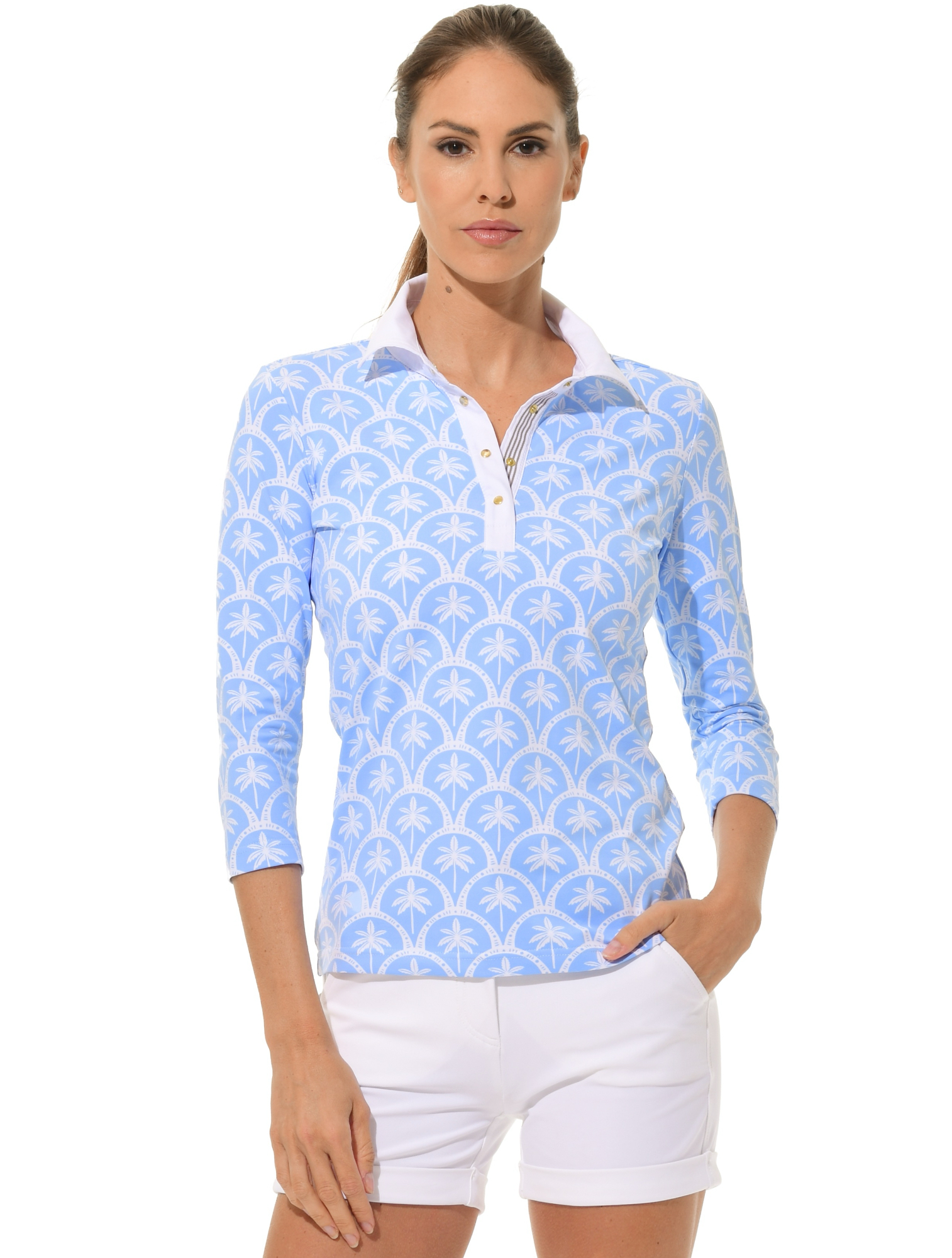 Barbados Print Golf Poloshirt baby blue