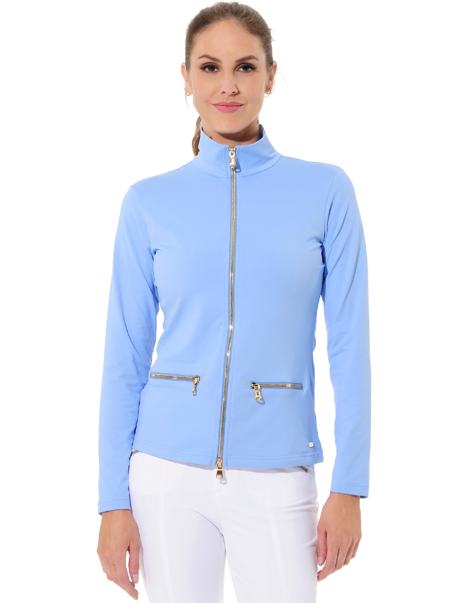 Jersey Shiny Gold Full Zip Midlayer baby blue