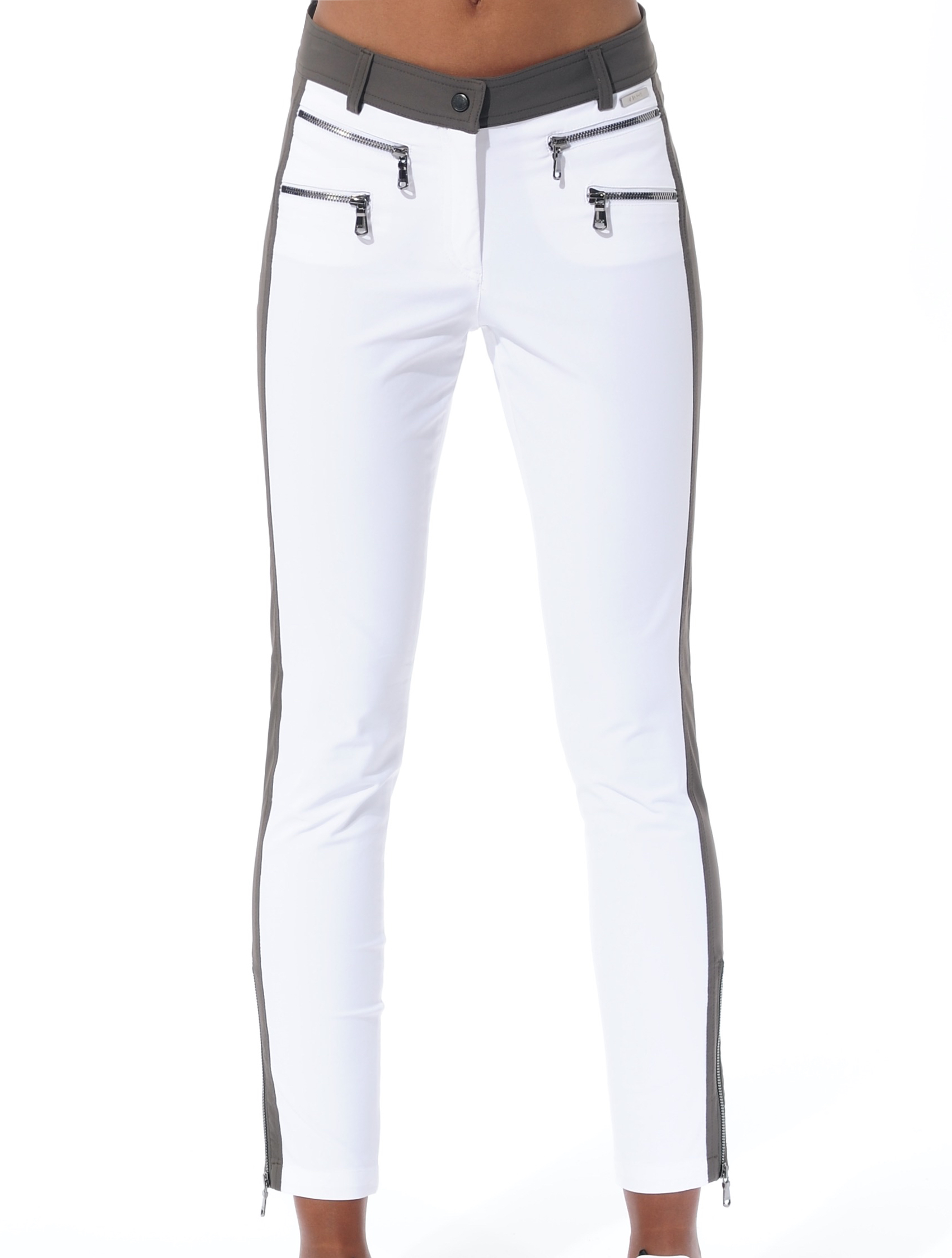 4way Stretch Double Zip Ankle Pants white/stone