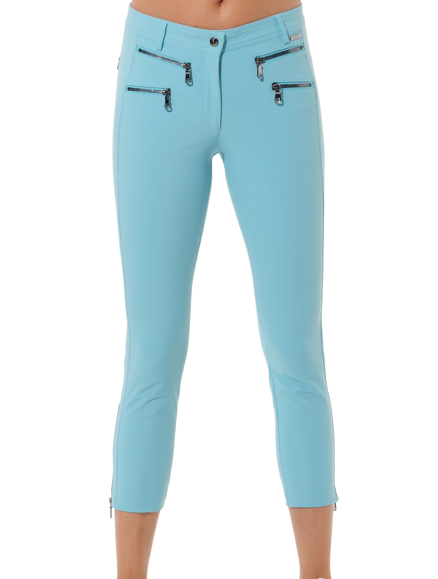 4way stretch double zip cropped pants sea 