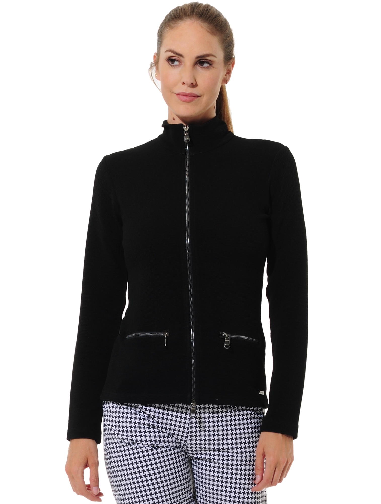 Towelling full zip midlayer black