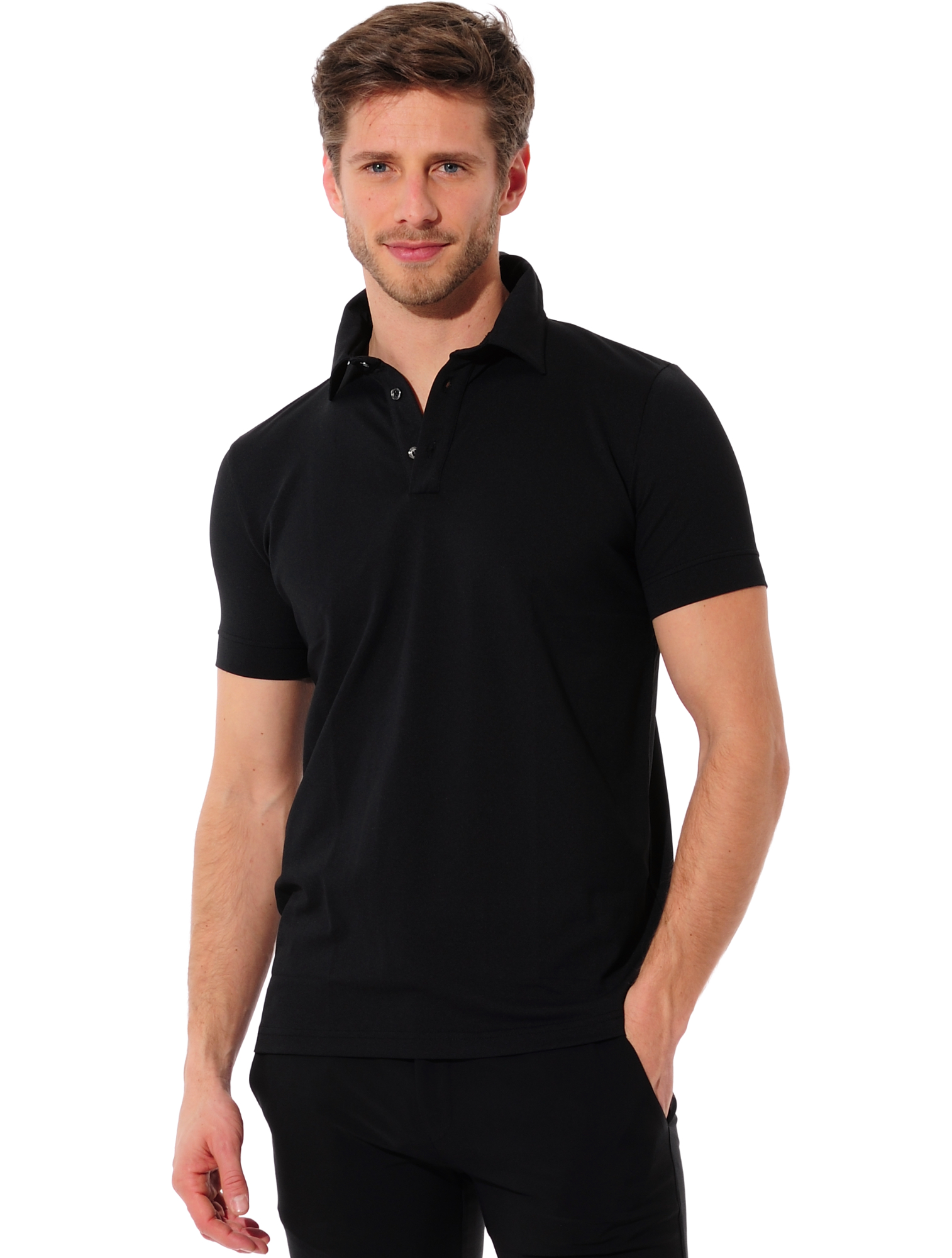 pique polo shirt black 