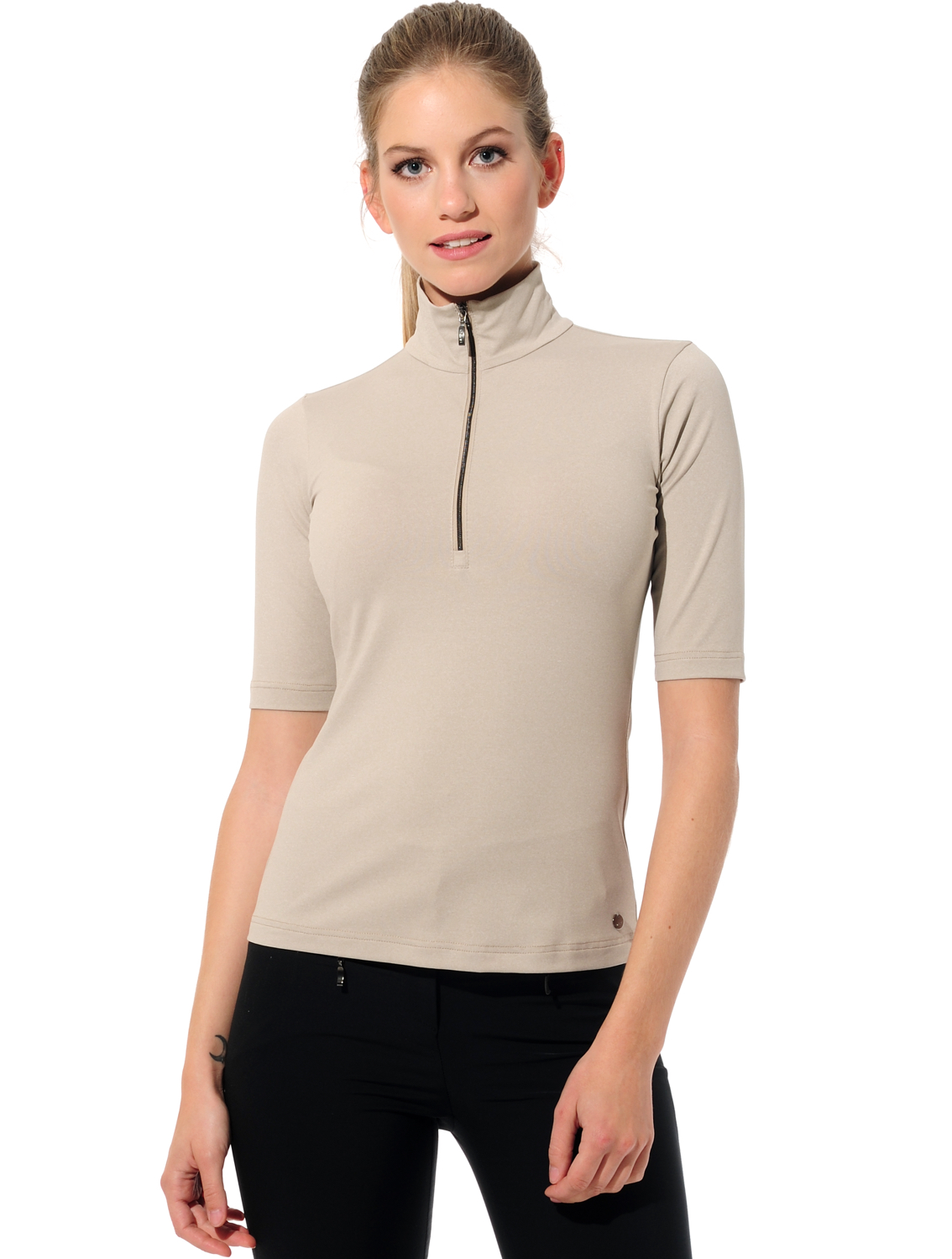 Dryness zip polo shirt light taupe 