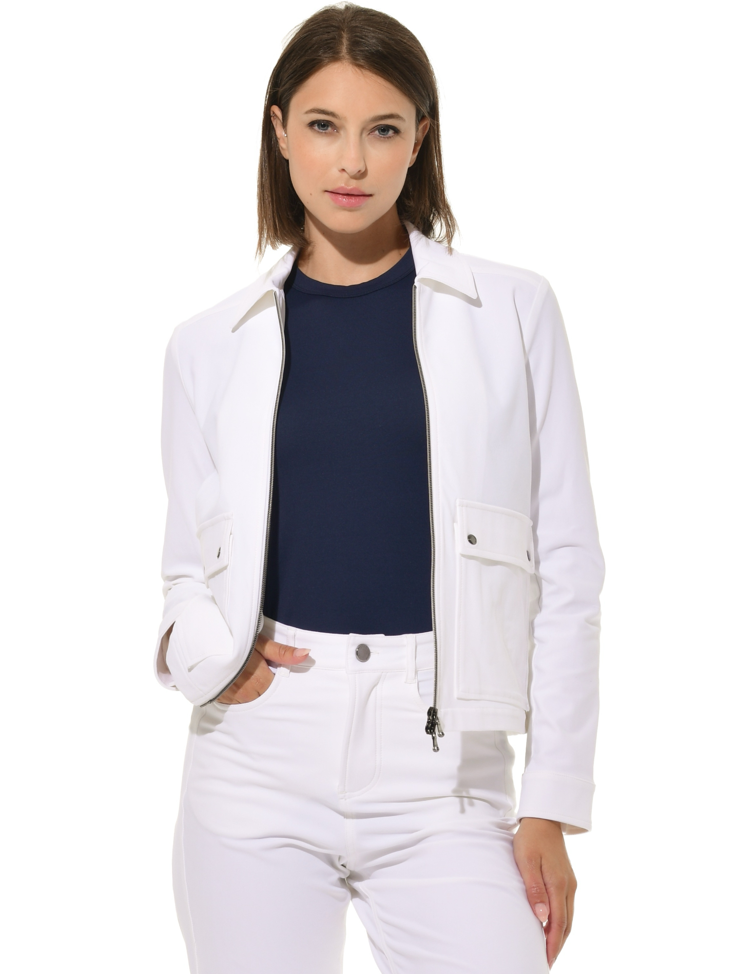 Bi-Stretch Gabardine Jacket white
