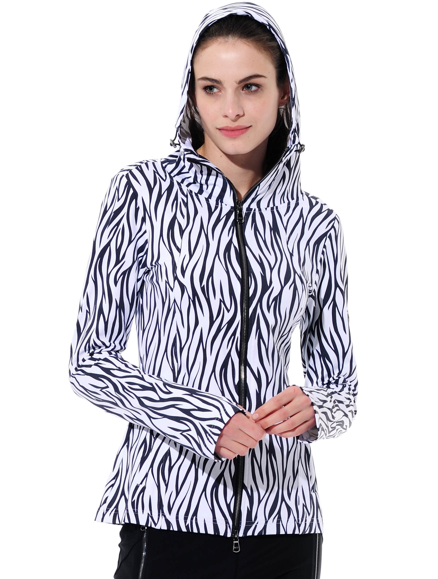 Zebra Skin Print Hoodie black/white