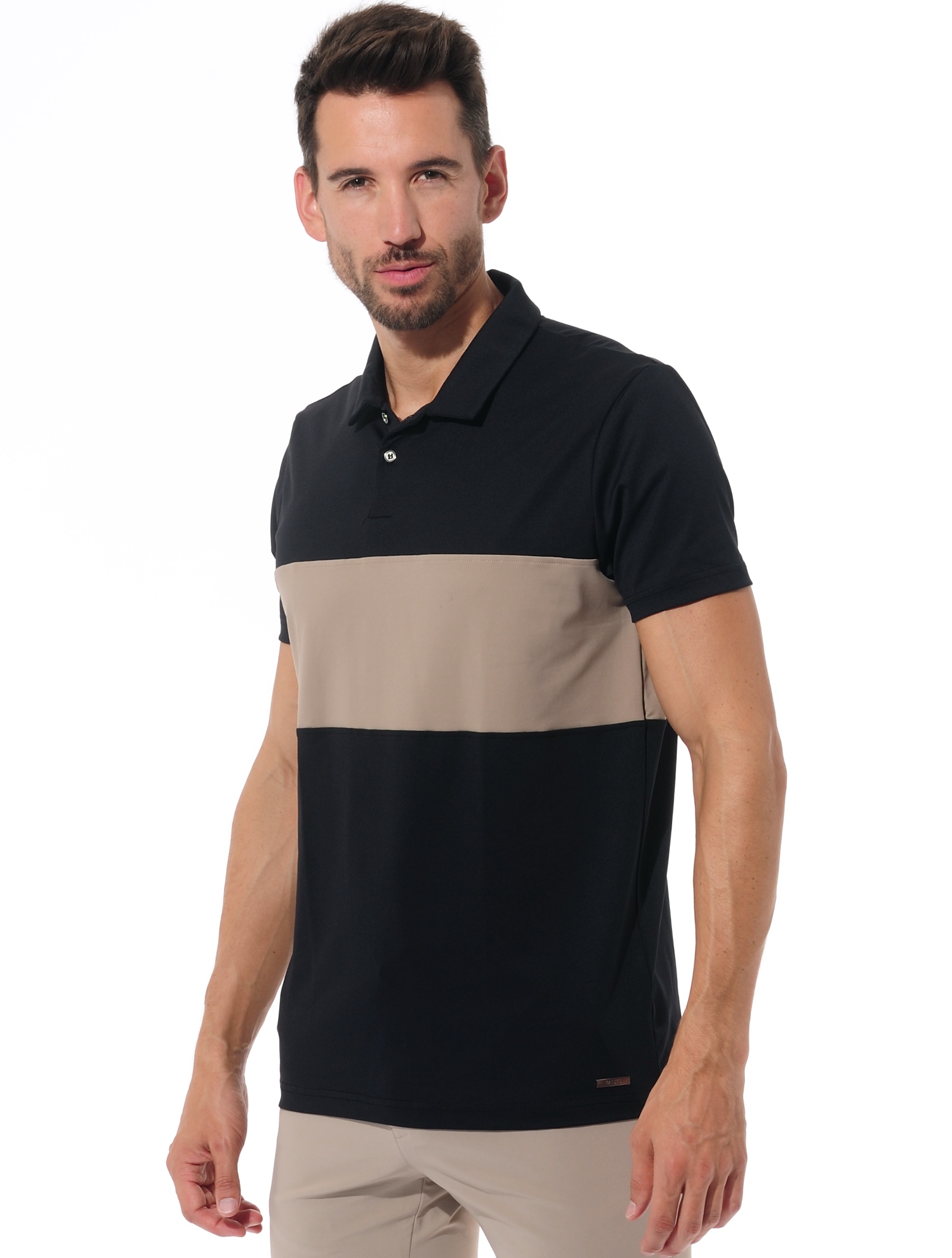 golf polo shirt black/taupe 
