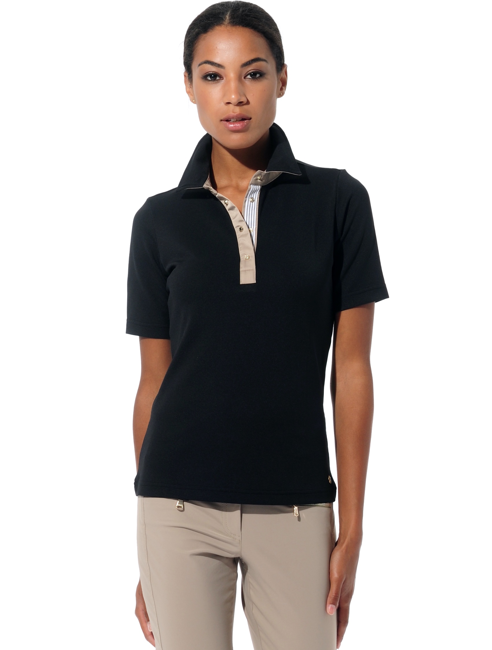 pique golf polo shirt black/taupe 